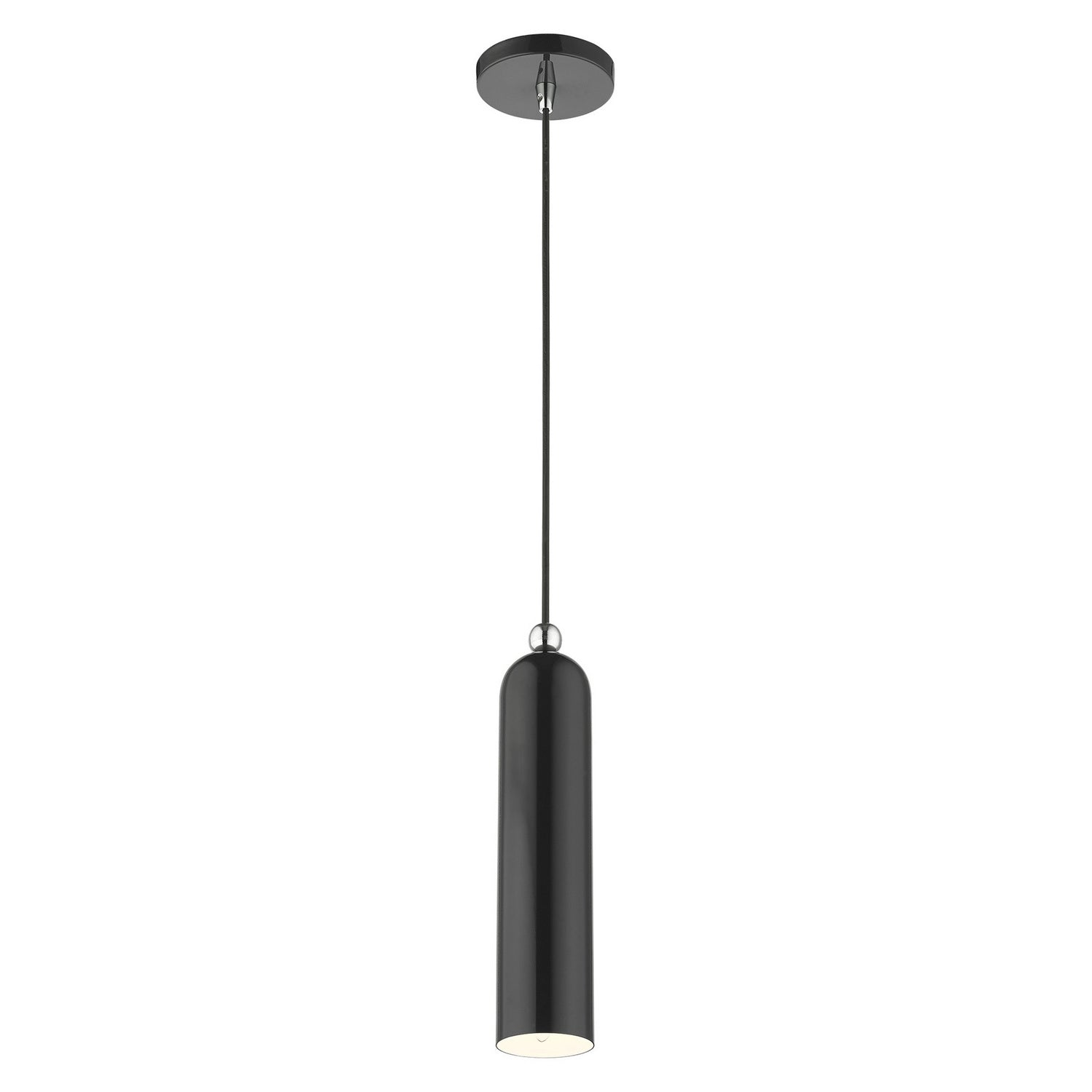 Livex Lighting - 46751-68 - One Light Pendant - Ardmore - Shiny Black w/ Polished Chromes