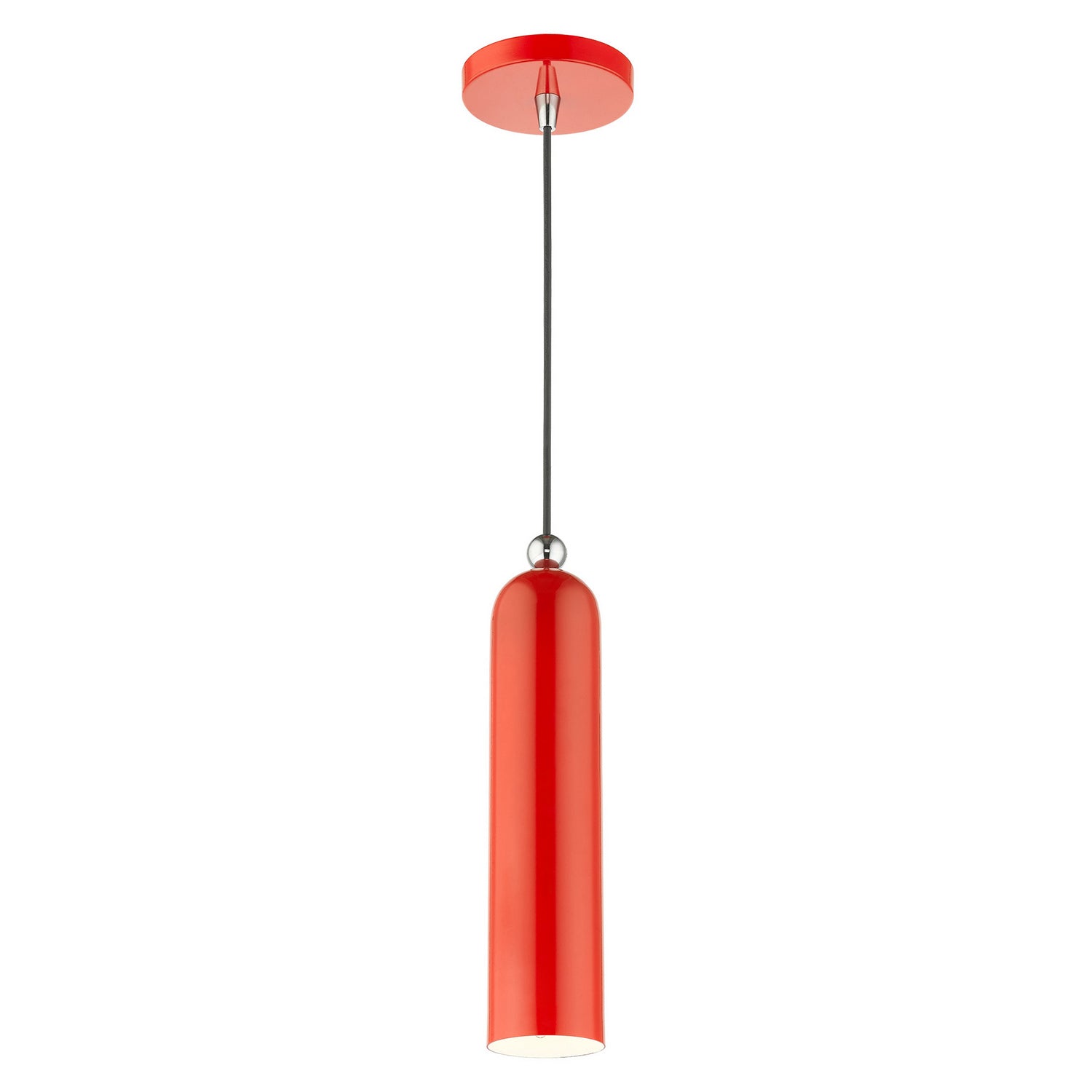 Livex Lighting - 46751-72 - One Light Pendant - Ardmore - Shiny Red w/ Polished Chromes