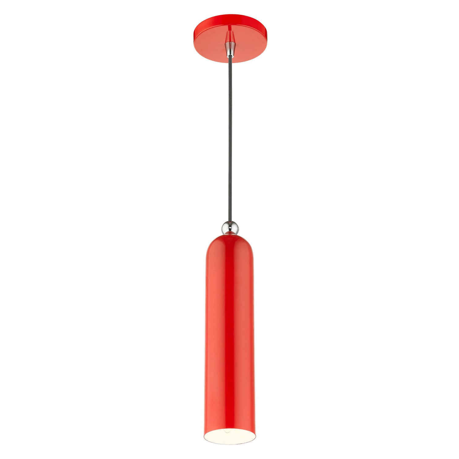 Livex Lighting - 46751-72 - One Light Pendant - Ardmore - Shiny Red w/ Polished Chromes