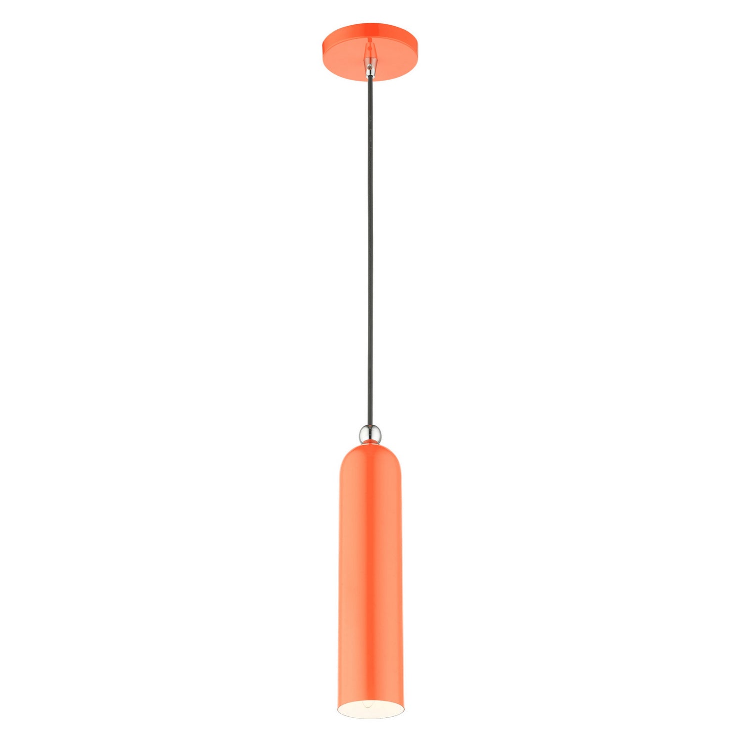 Livex Lighting - 46751-77 - One Light Pendant - Ardmore - Shiny Orange w/ Polished Chromes