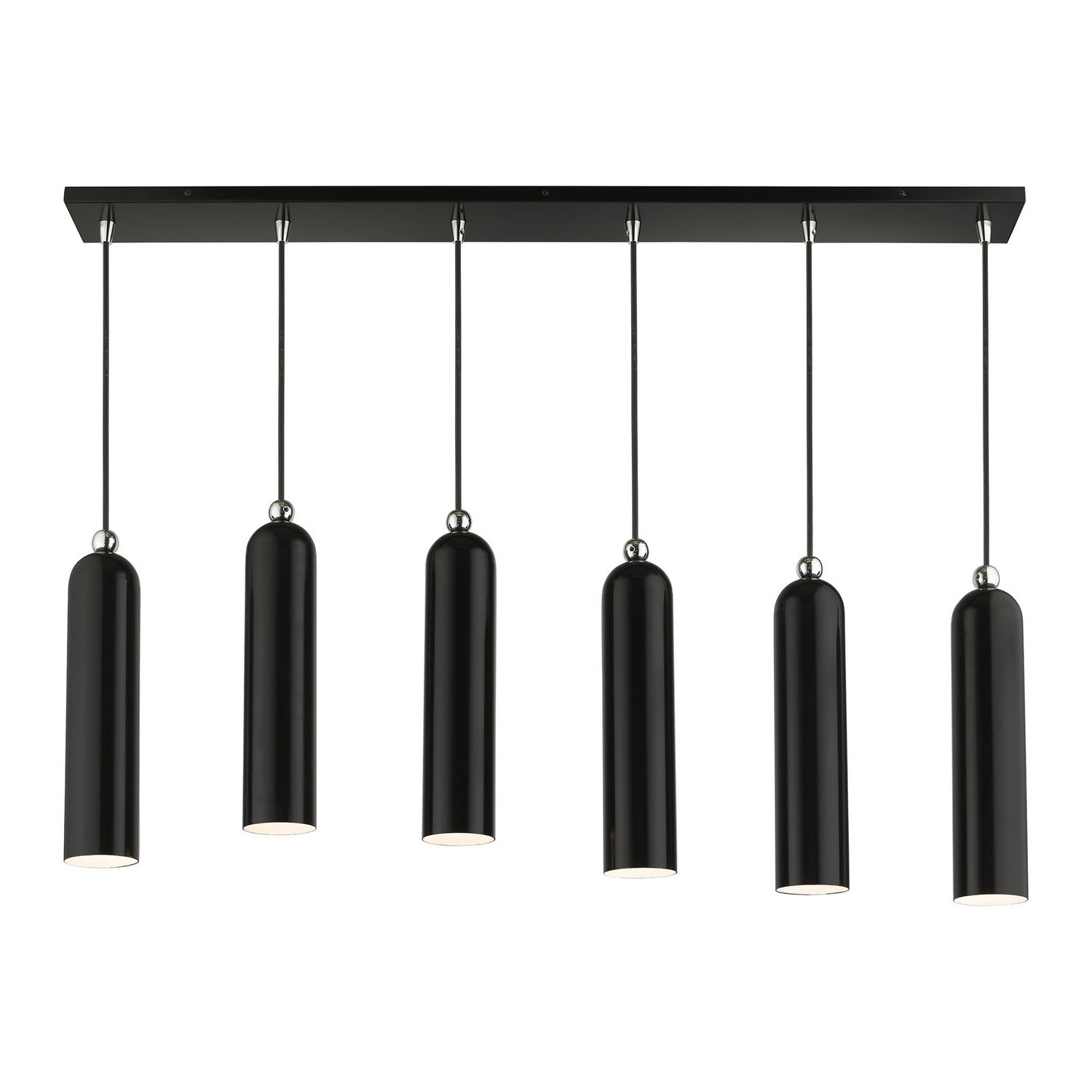 Livex Lighting - 46757-68 - Six Light Linear Pendant - Ardmore - Shiny Black w/ Polished Chromes