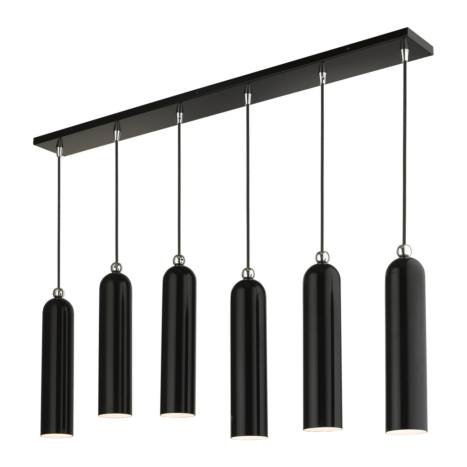 Livex Lighting - 46757-68 - Six Light Linear Pendant - Ardmore - Shiny Black w/ Polished Chromes