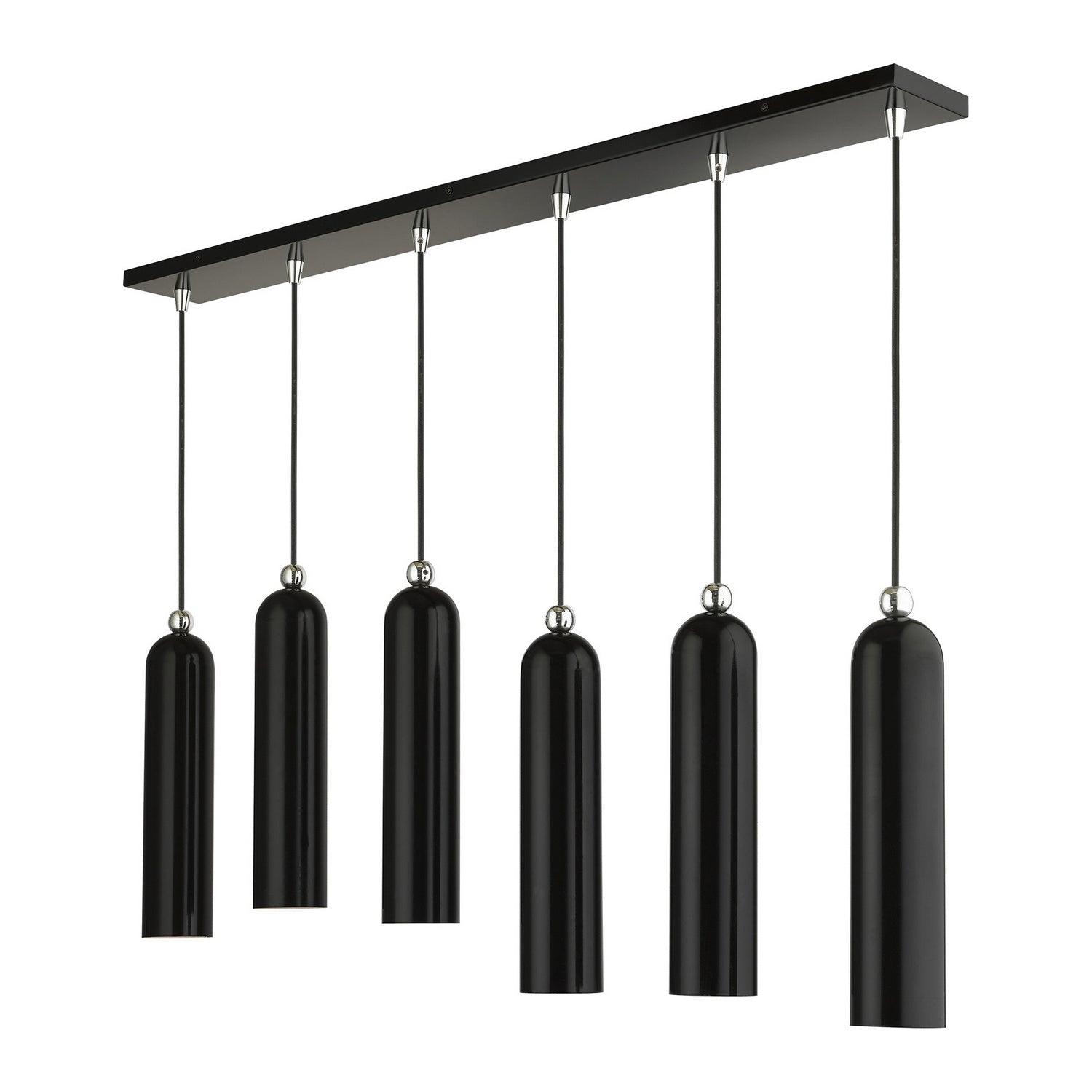 Livex Lighting - 46757-68 - Six Light Linear Pendant - Ardmore - Shiny Black w/ Polished Chromes