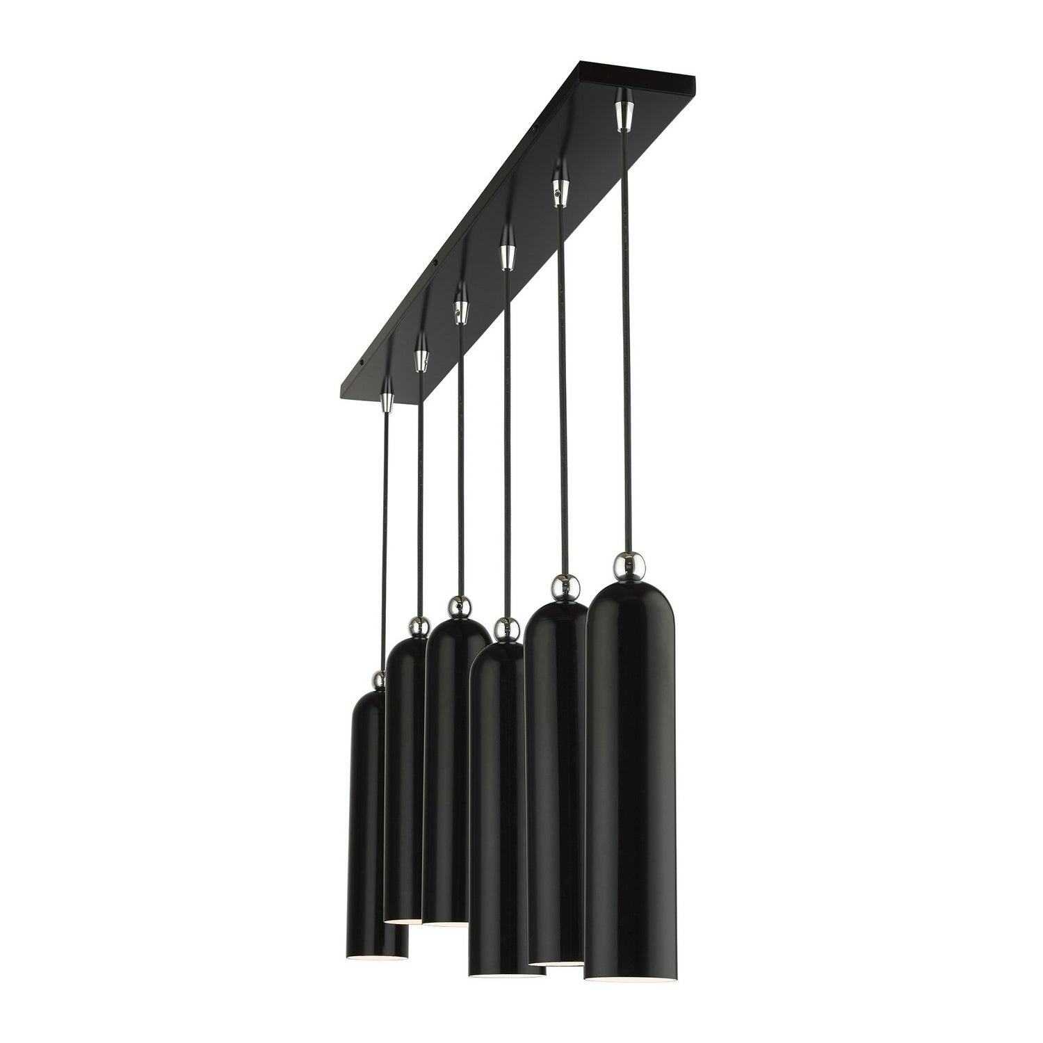 Livex Lighting - 46757-68 - Six Light Linear Pendant - Ardmore - Shiny Black w/ Polished Chromes