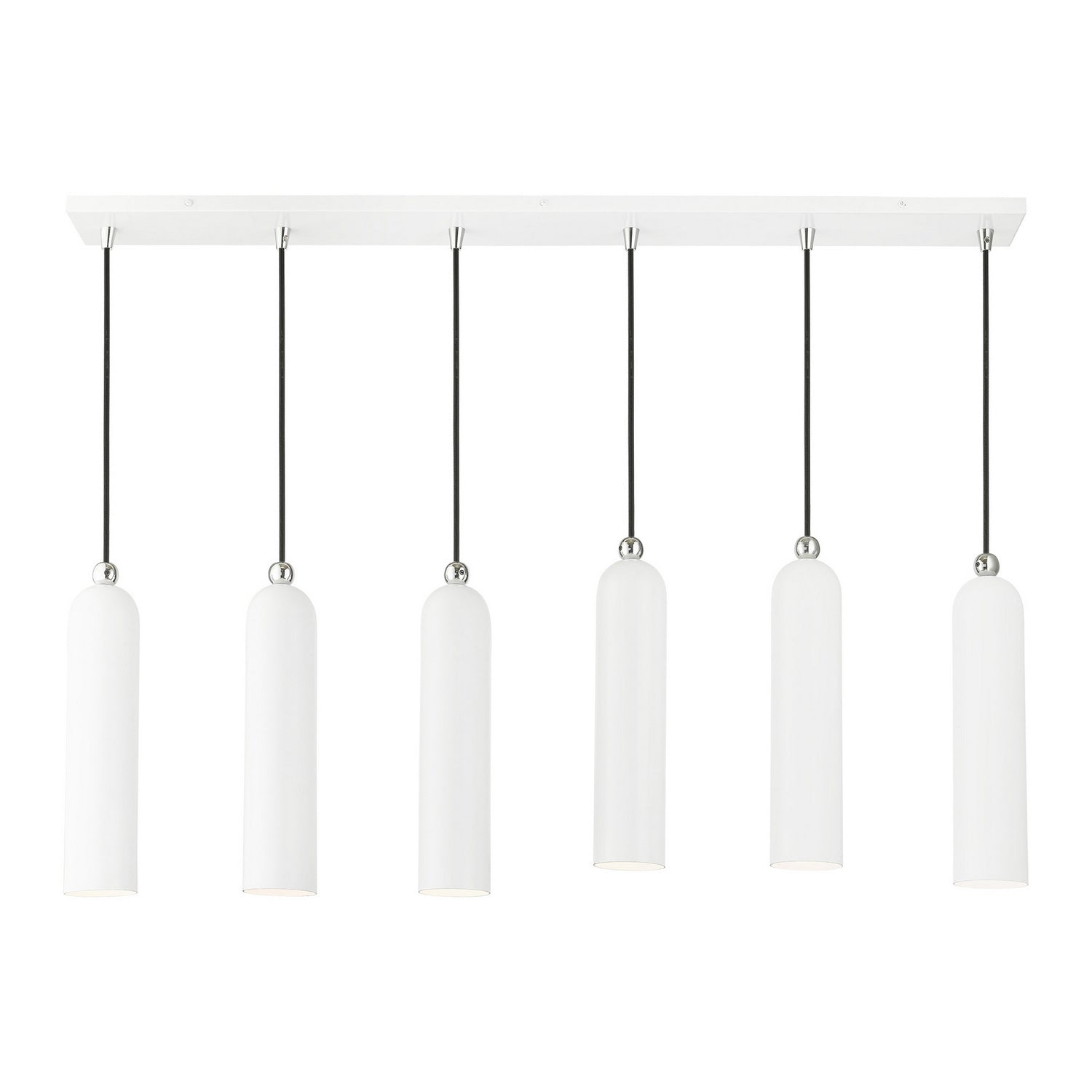 Livex Lighting - 46757-69 - Six Light Linear Pendant - Ardmore - Shiny White w/ Polished Chromes