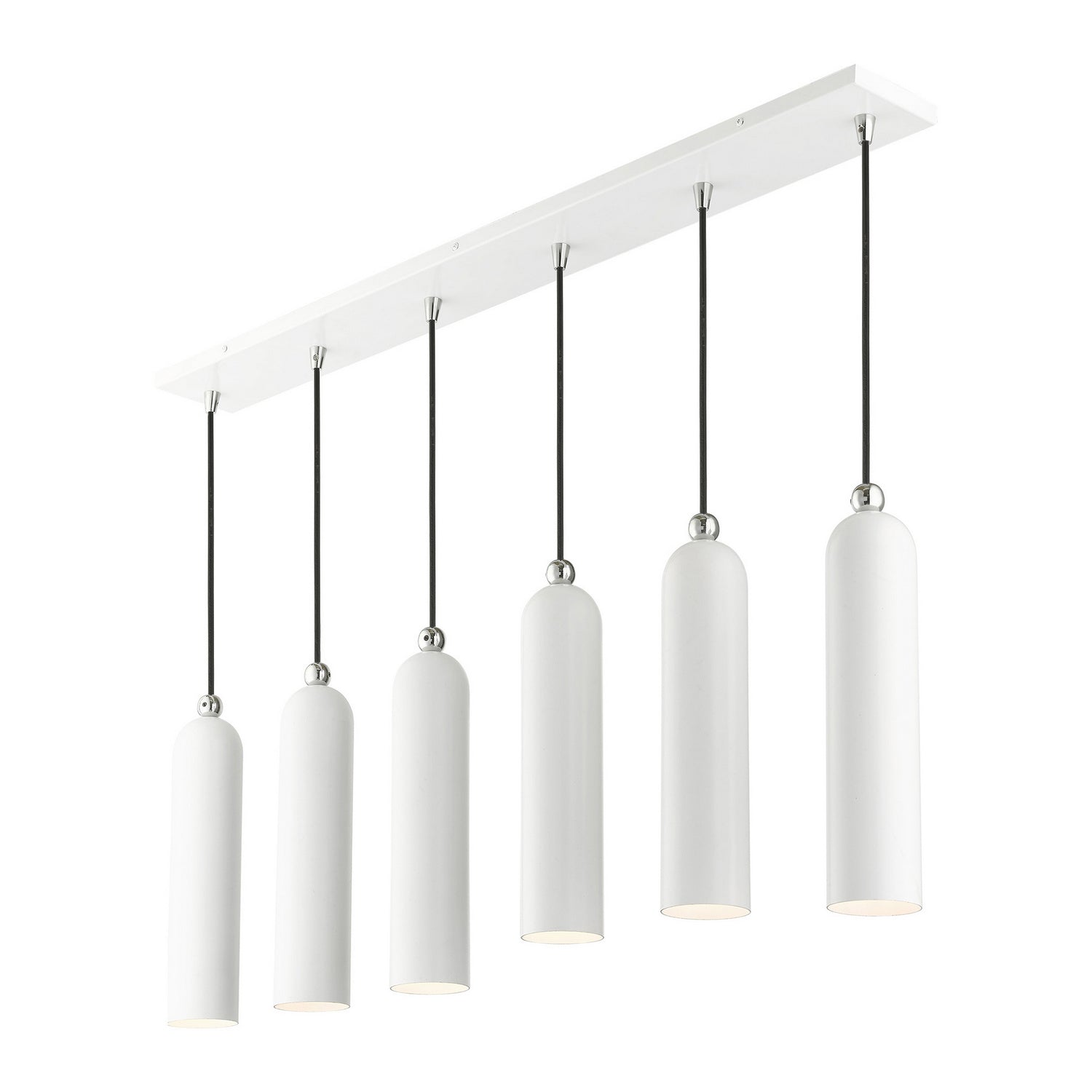 Livex Lighting - 46757-69 - Six Light Linear Pendant - Ardmore - Shiny White w/ Polished Chromes