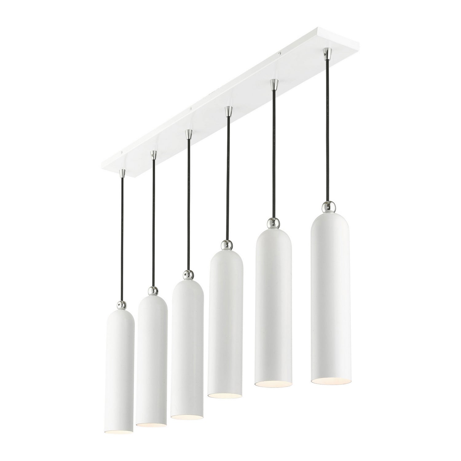Livex Lighting - 46757-69 - Six Light Linear Pendant - Ardmore - Shiny White w/ Polished Chromes