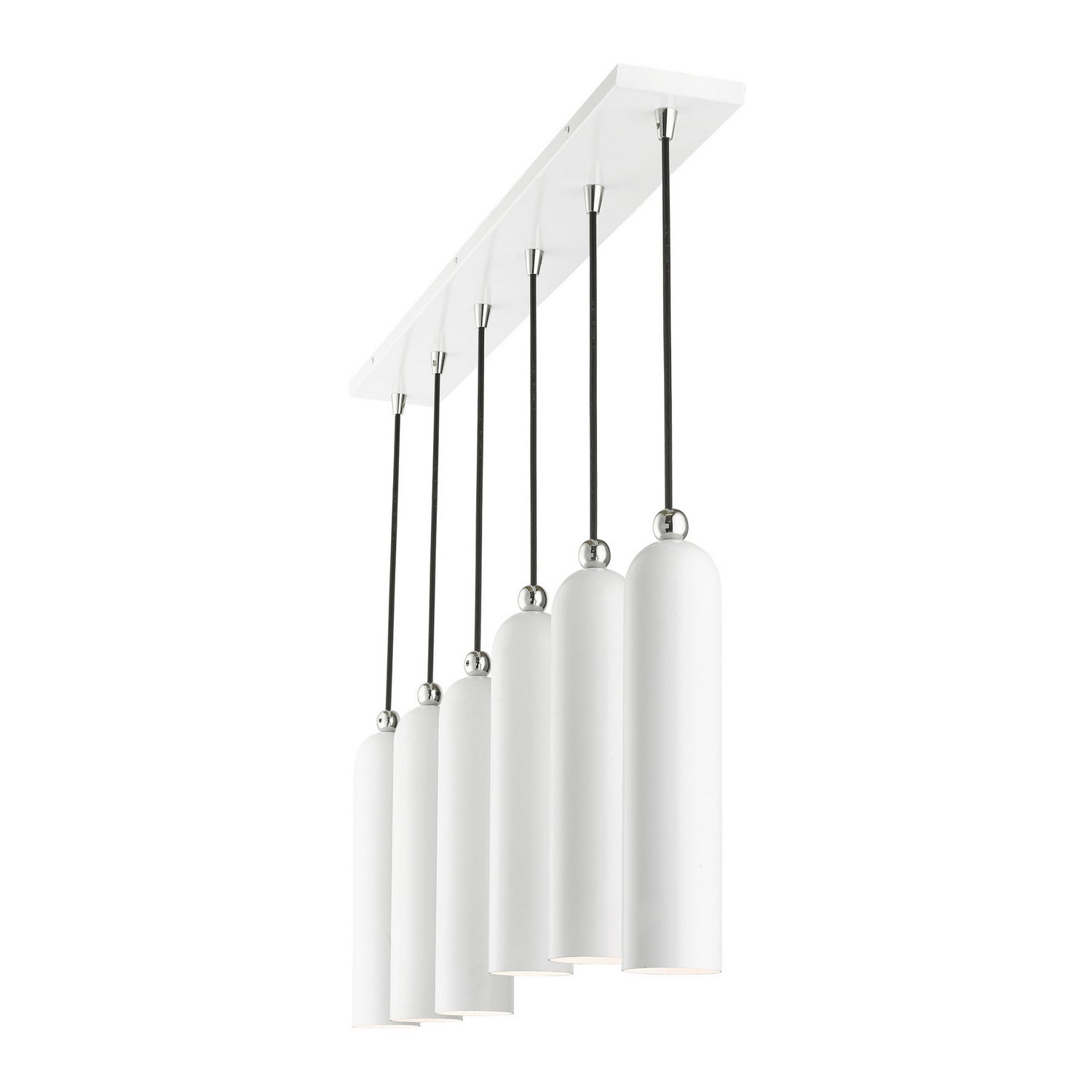 Livex Lighting - 46757-69 - Six Light Linear Pendant - Ardmore - Shiny White w/ Polished Chromes