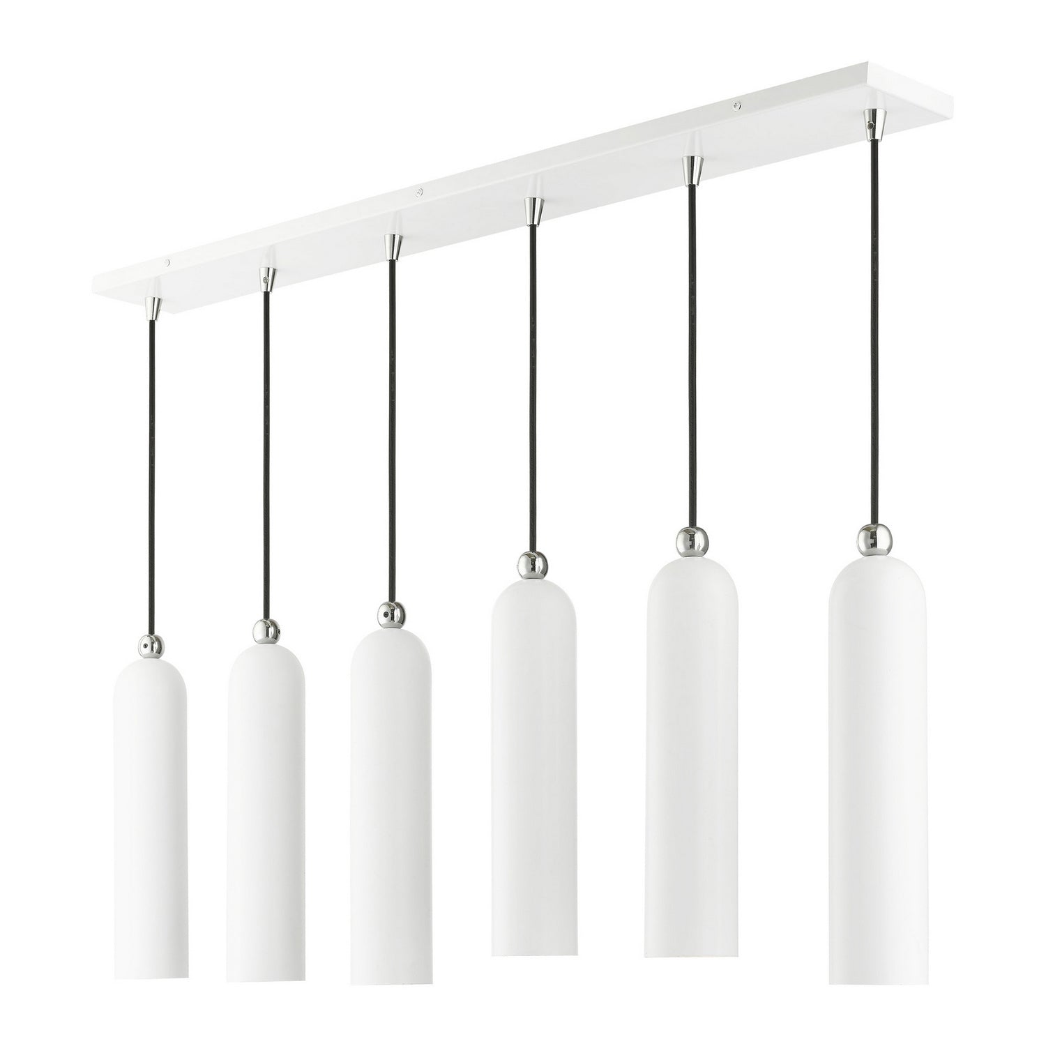 Livex Lighting - 46757-69 - Six Light Linear Pendant - Ardmore - Shiny White w/ Polished Chromes