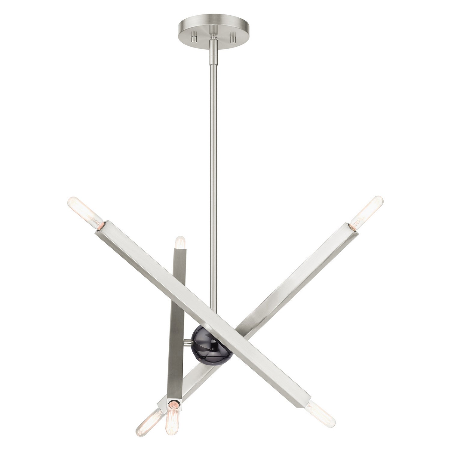 Livex Lighting - 46984-91 - Six Light Chandelier - Monaco - Brushed Nickel w/ Black Chromes