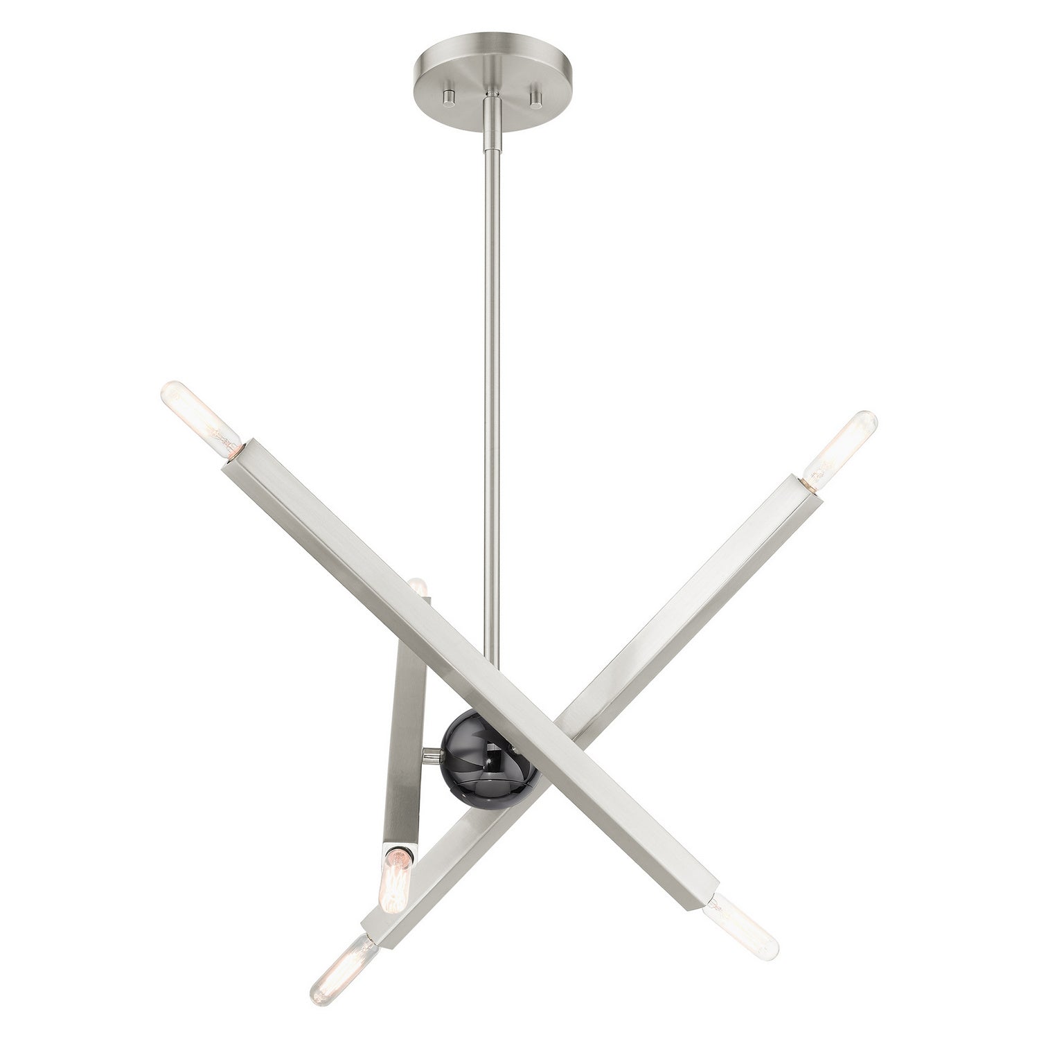 Livex Lighting - 46984-91 - Six Light Chandelier - Monaco - Brushed Nickel w/ Black Chromes