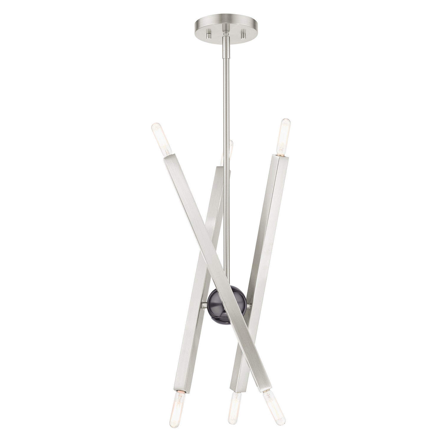 Livex Lighting - 46984-91 - Six Light Chandelier - Monaco - Brushed Nickel w/ Black Chromes