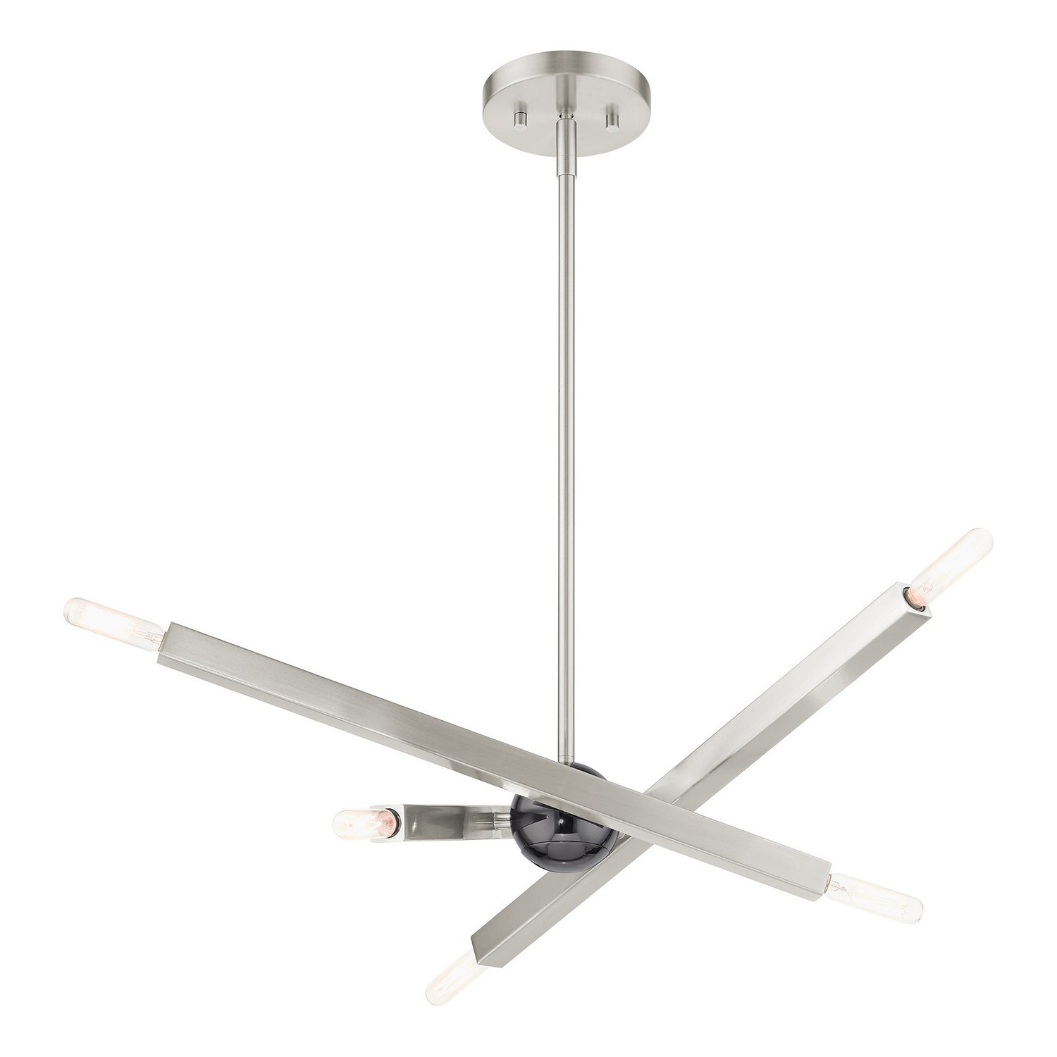 Livex Lighting - 46984-91 - Six Light Chandelier - Monaco - Brushed Nickel w/ Black Chromes