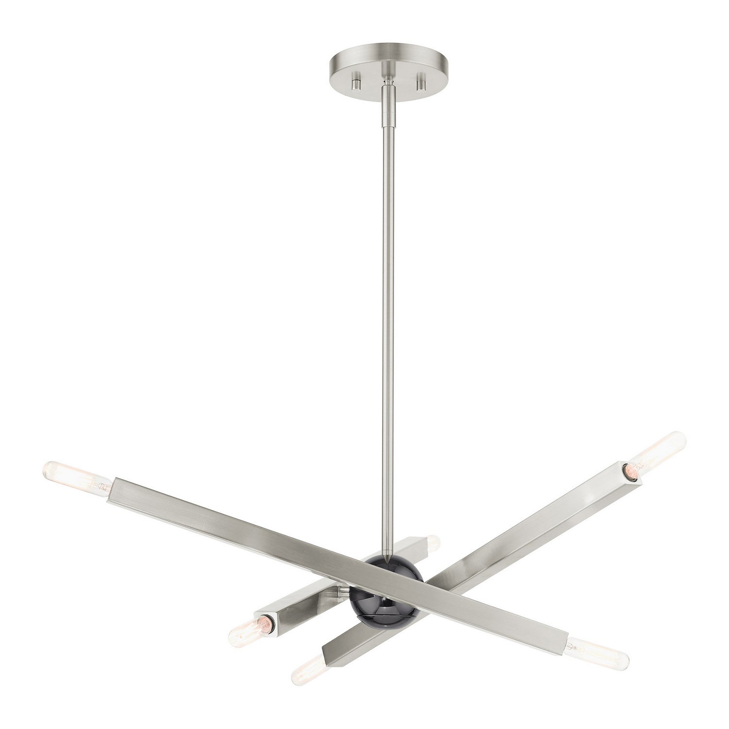 Livex Lighting - 46984-91 - Six Light Chandelier - Monaco - Brushed Nickel w/ Black Chromes