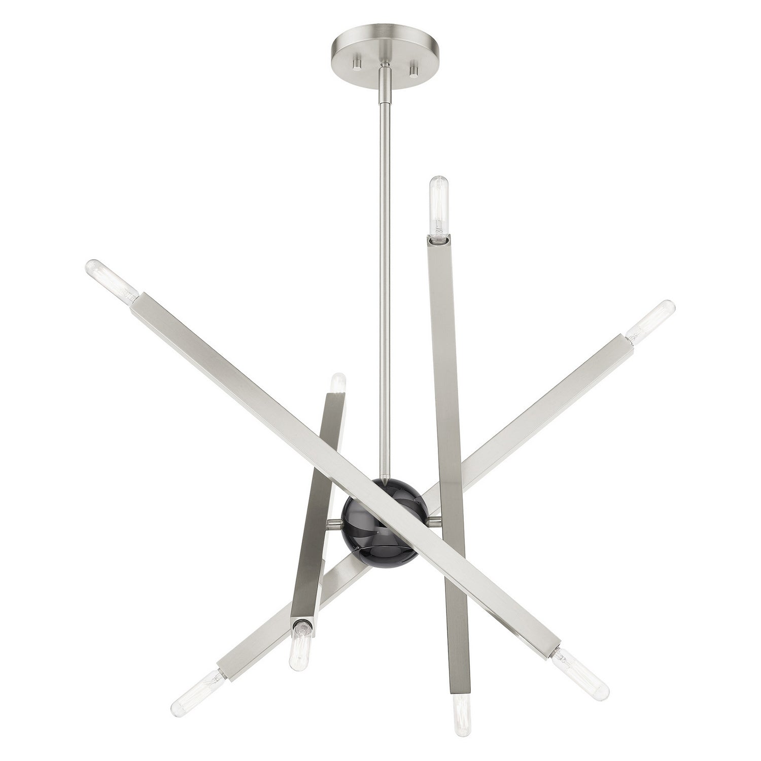 Livex Lighting - 46985-91 - Eight Light Chandelier - Monaco - Brushed Nickel w/ Black Chromes