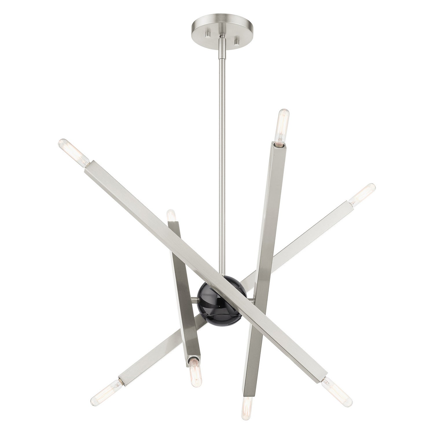 Livex Lighting - 46985-91 - Eight Light Chandelier - Monaco - Brushed Nickel w/ Black Chromes