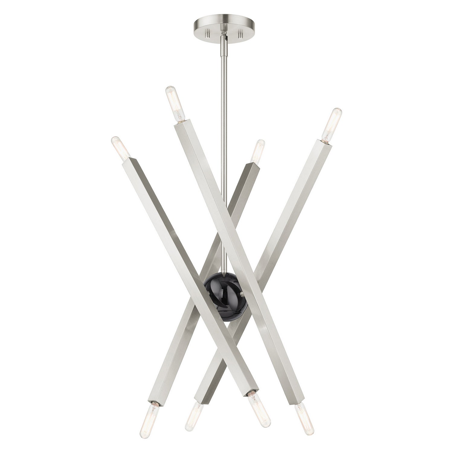 Livex Lighting - 46985-91 - Eight Light Chandelier - Monaco - Brushed Nickel w/ Black Chromes