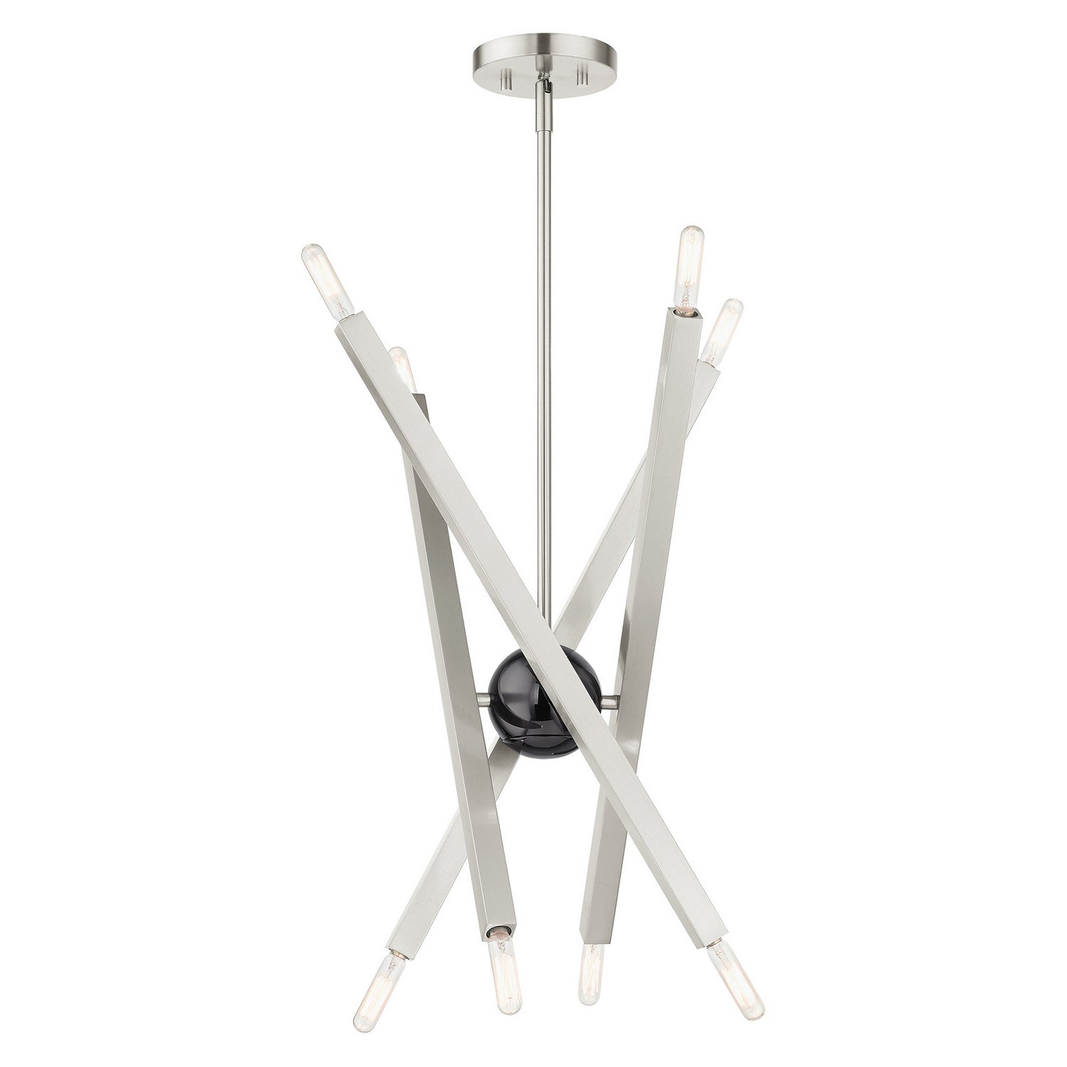 Livex Lighting - 46985-91 - Eight Light Chandelier - Monaco - Brushed Nickel w/ Black Chromes