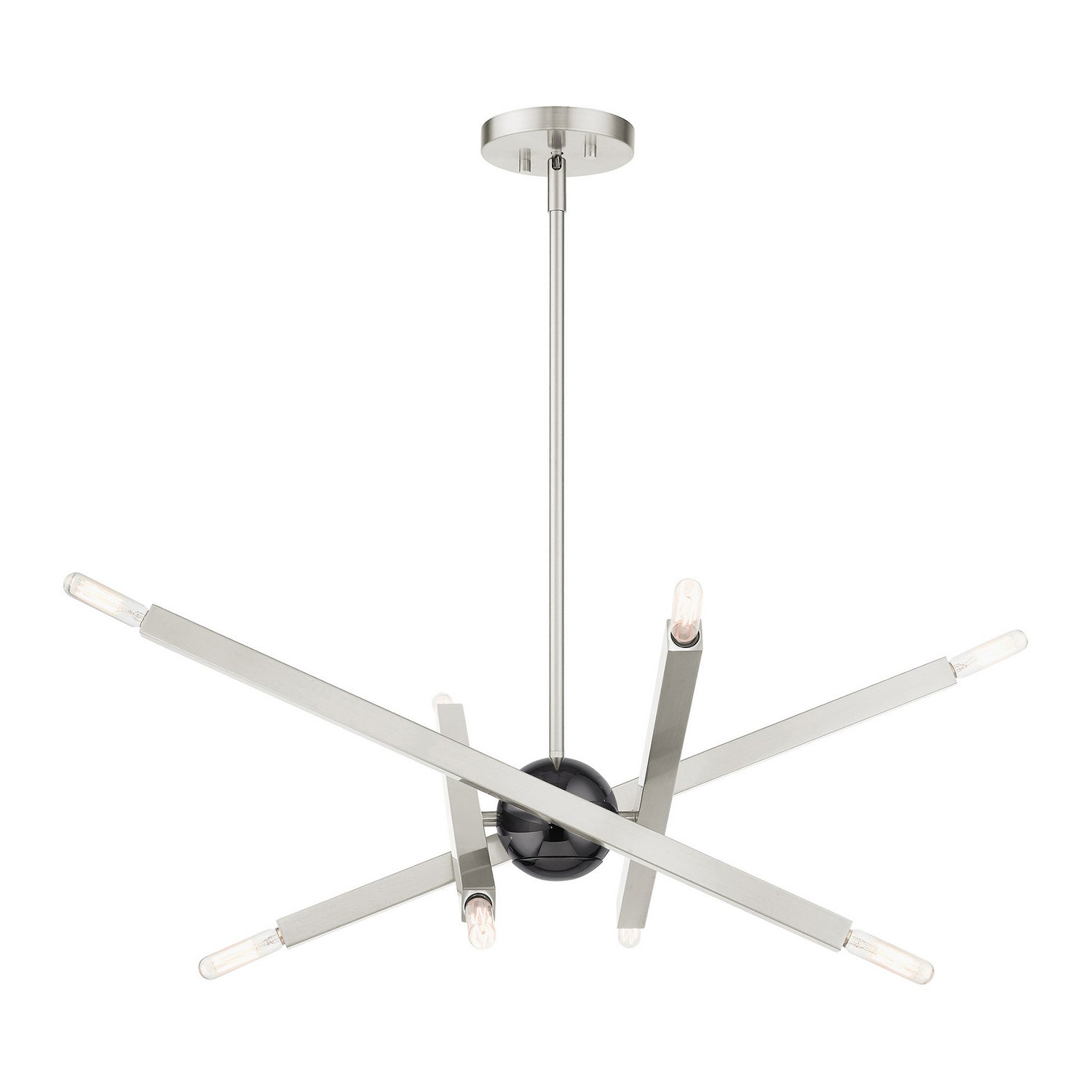 Livex Lighting - 46985-91 - Eight Light Chandelier - Monaco - Brushed Nickel w/ Black Chromes