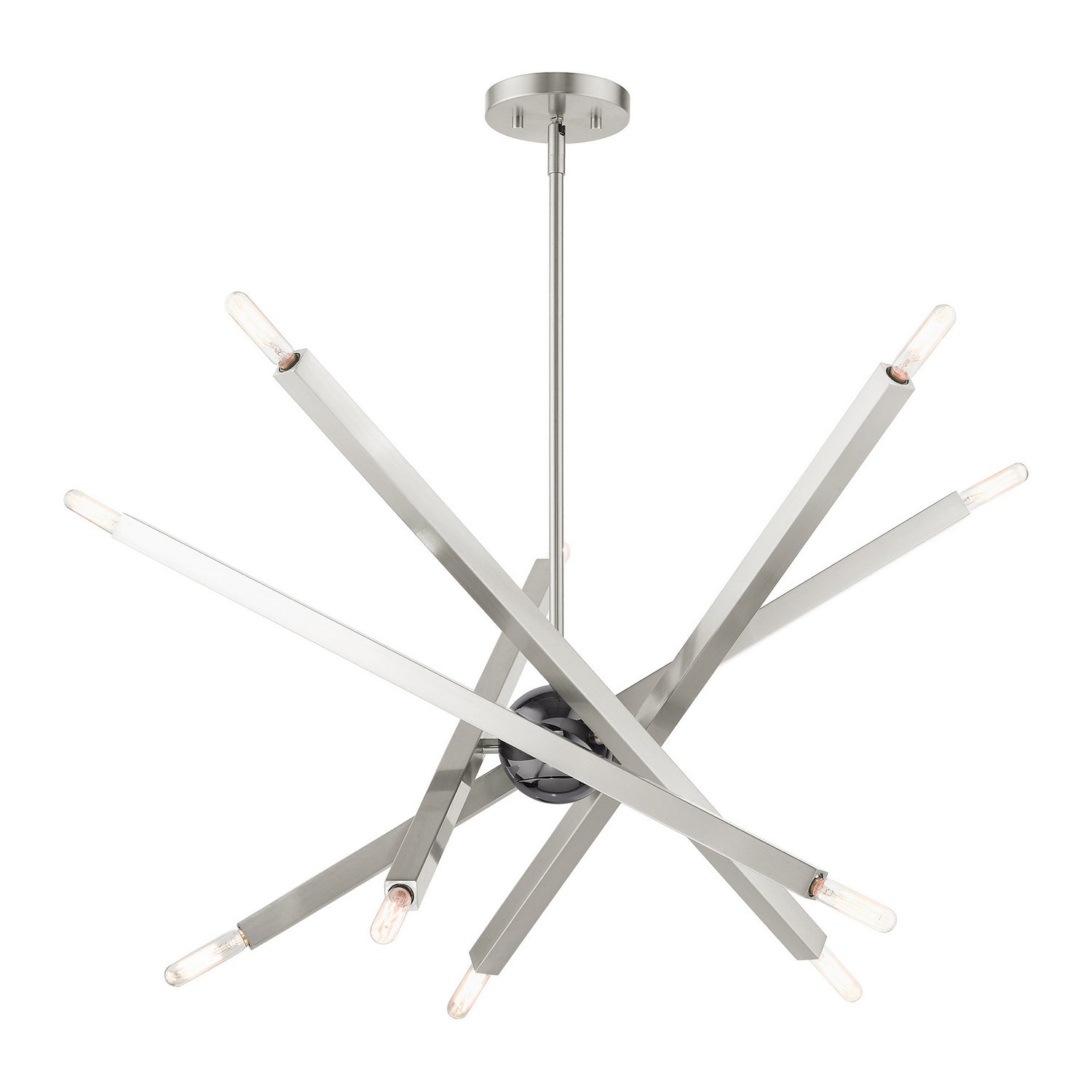 Livex Lighting - 46986-91 - Ten Light Chandelier - Monaco - Brushed Nickel w/ Black Chromes