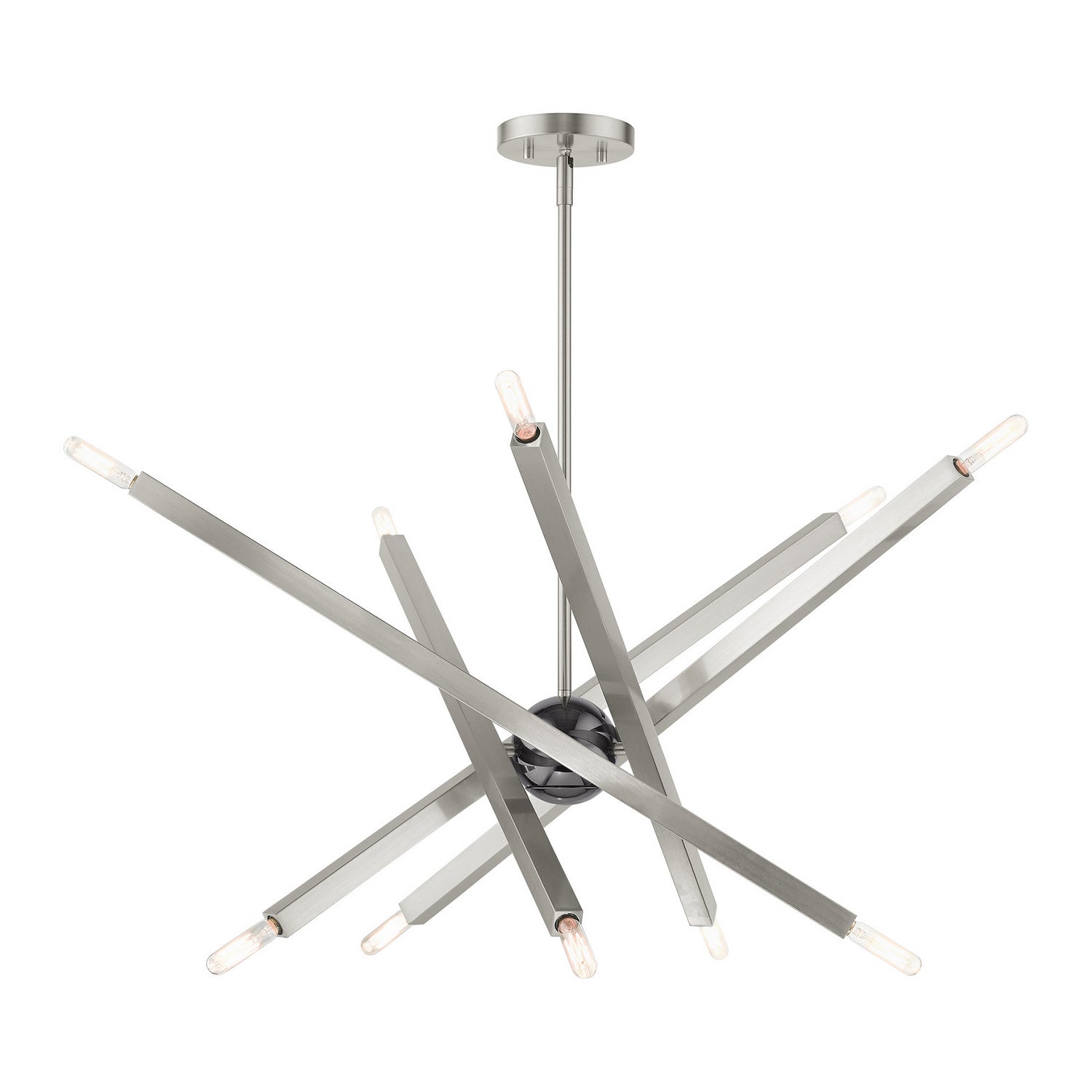 Livex Lighting - 46986-91 - Ten Light Chandelier - Monaco - Brushed Nickel w/ Black Chromes