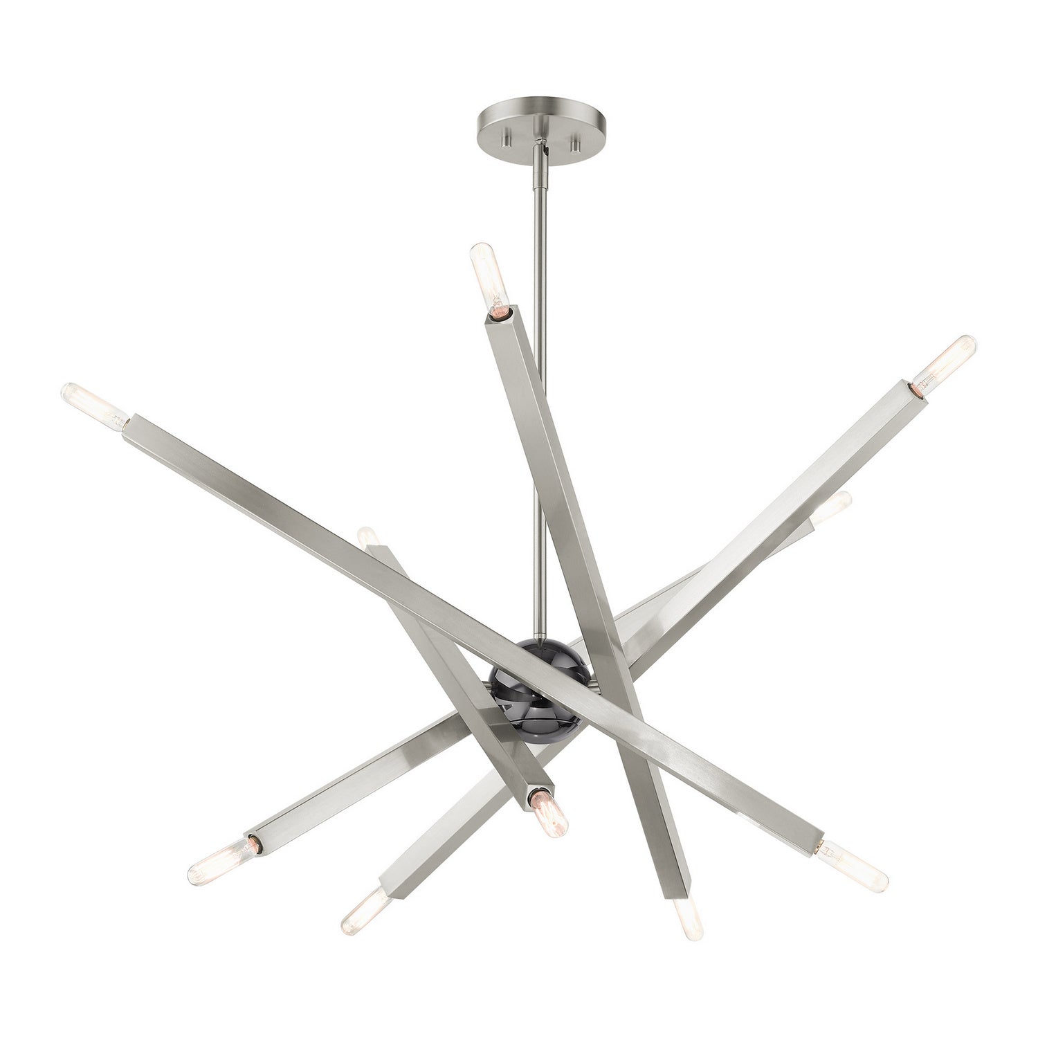 Livex Lighting - 46986-91 - Ten Light Chandelier - Monaco - Brushed Nickel w/ Black Chromes
