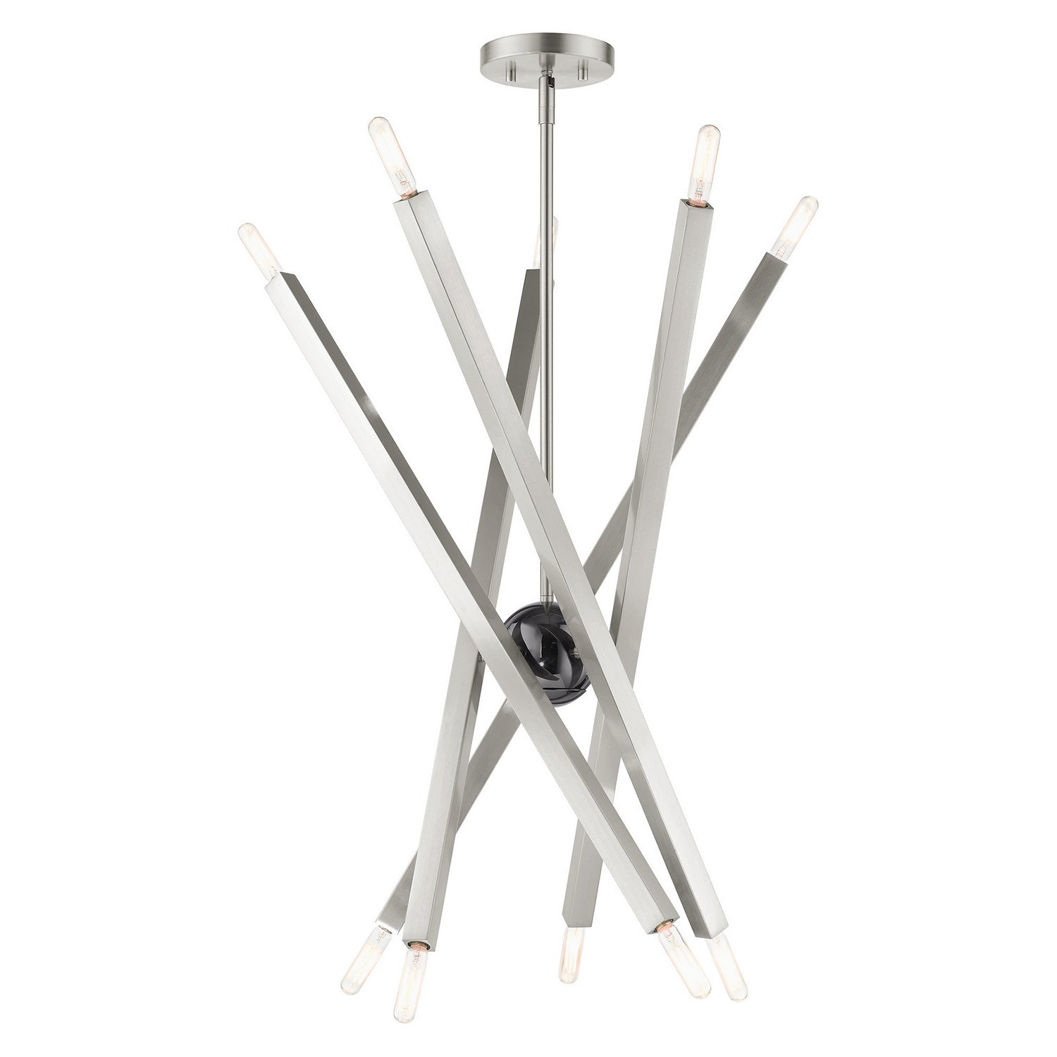 Livex Lighting - 46986-91 - Ten Light Chandelier - Monaco - Brushed Nickel w/ Black Chromes