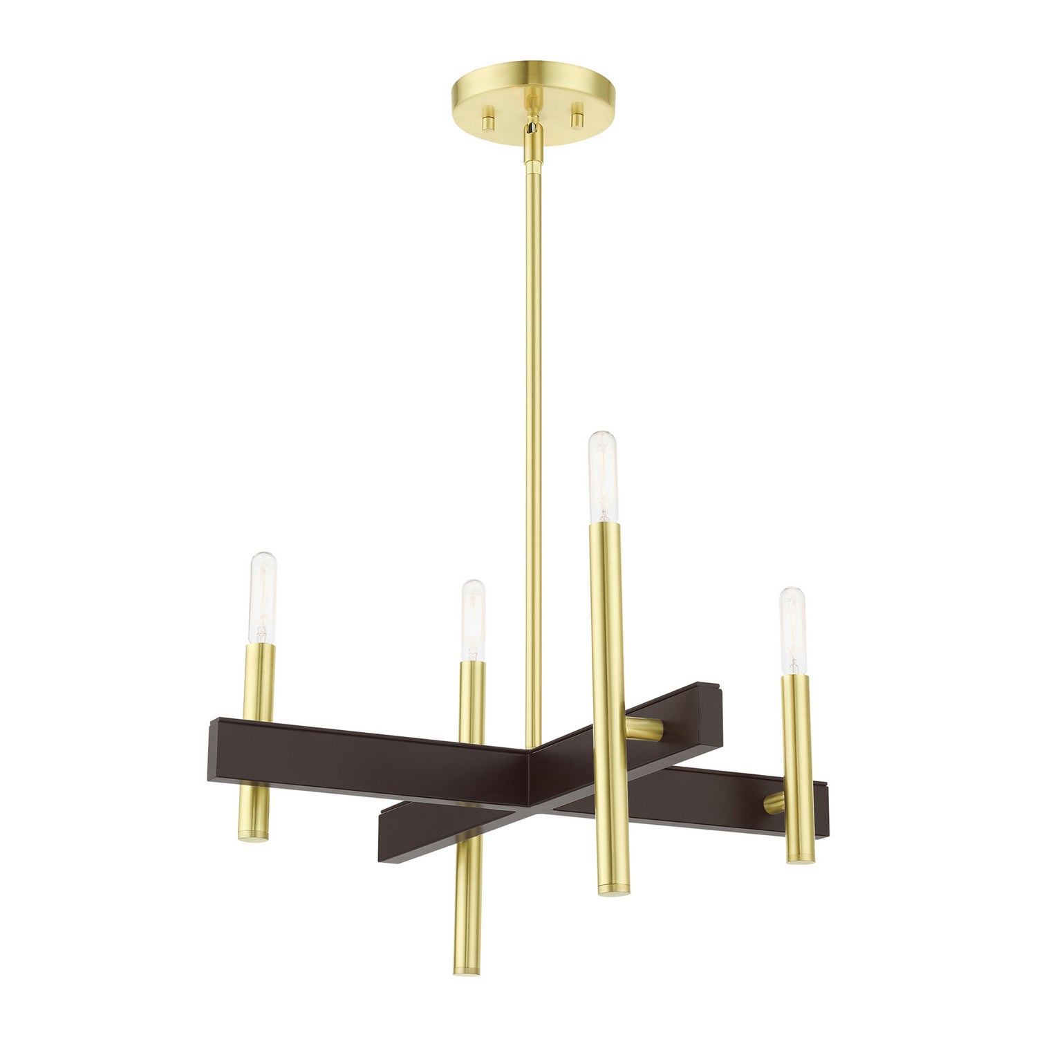 Livex Lighting - 49344-12 - Four Light Chandelier - Denmark - Satin Brass w/ Bronzes