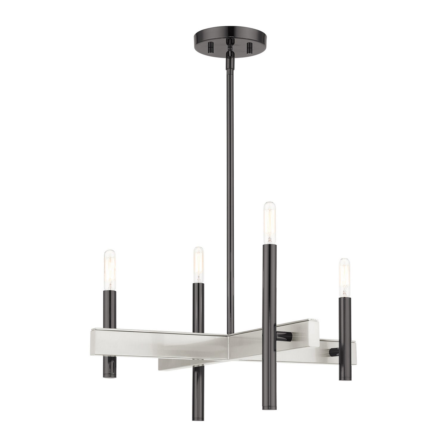 Livex Lighting - 49344-46 - Four Light Chandelier - Denmark - Black Chrome w/ Brushed Nickels