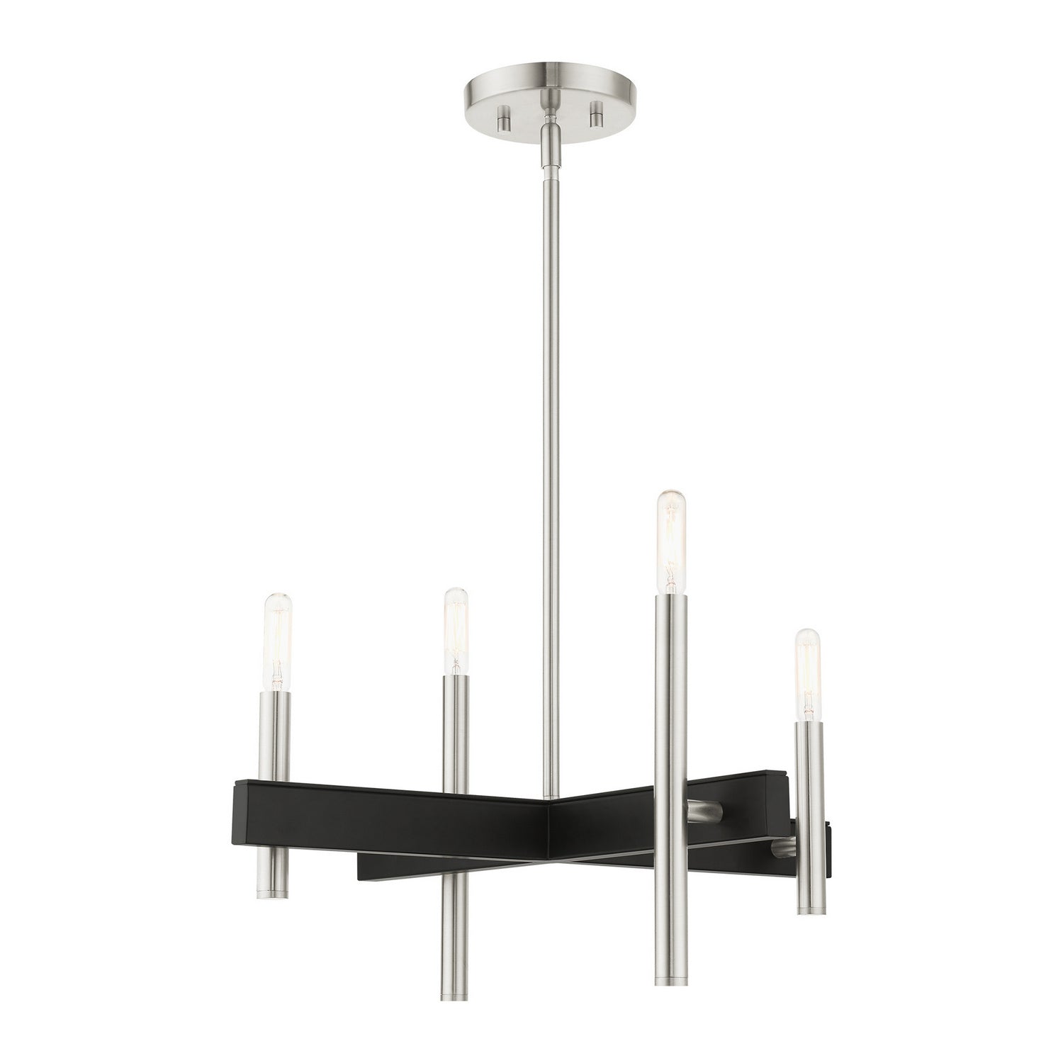 Livex Lighting - 49344-91 - Four Light Chandelier - Denmark - Brushed Nickel w/ Blacks