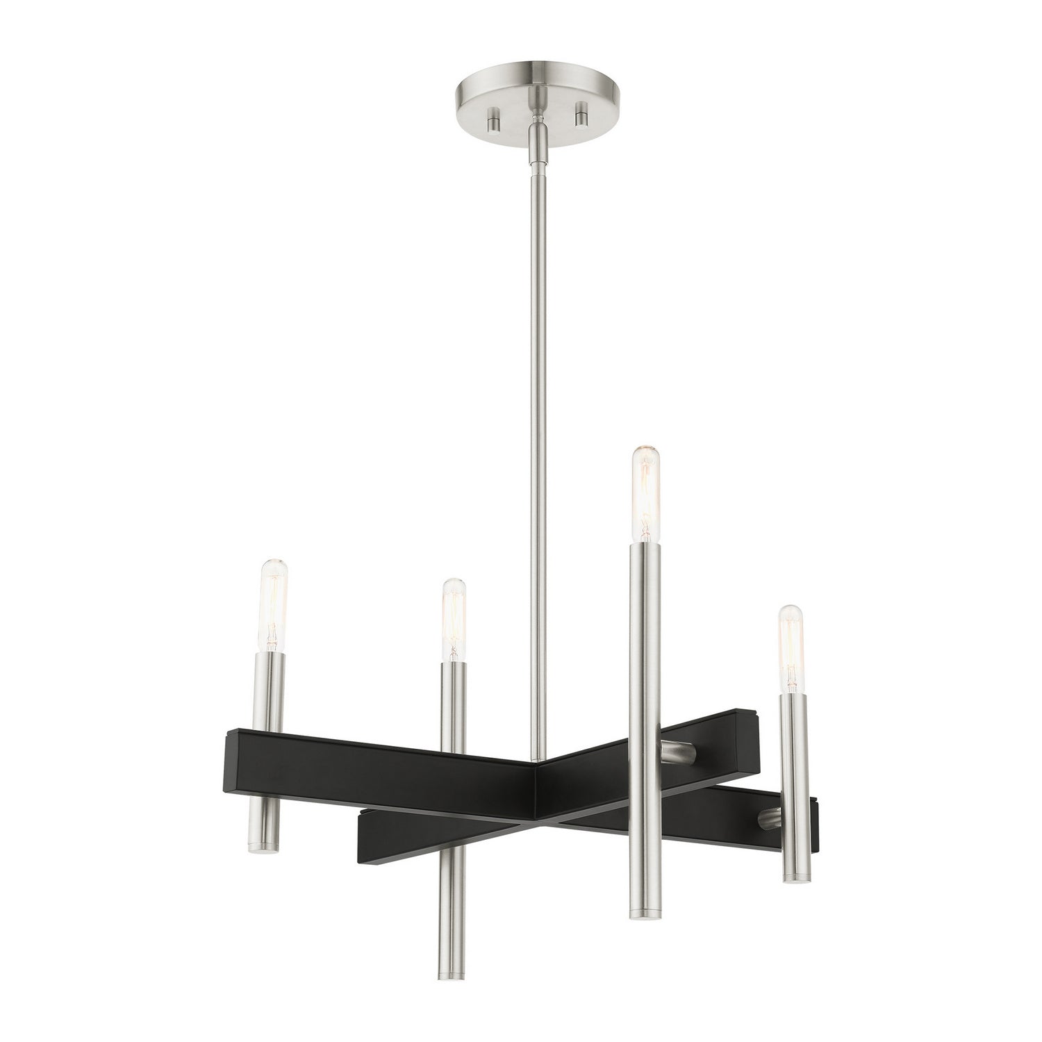 Livex Lighting - 49344-91 - Four Light Chandelier - Denmark - Brushed Nickel w/ Blacks