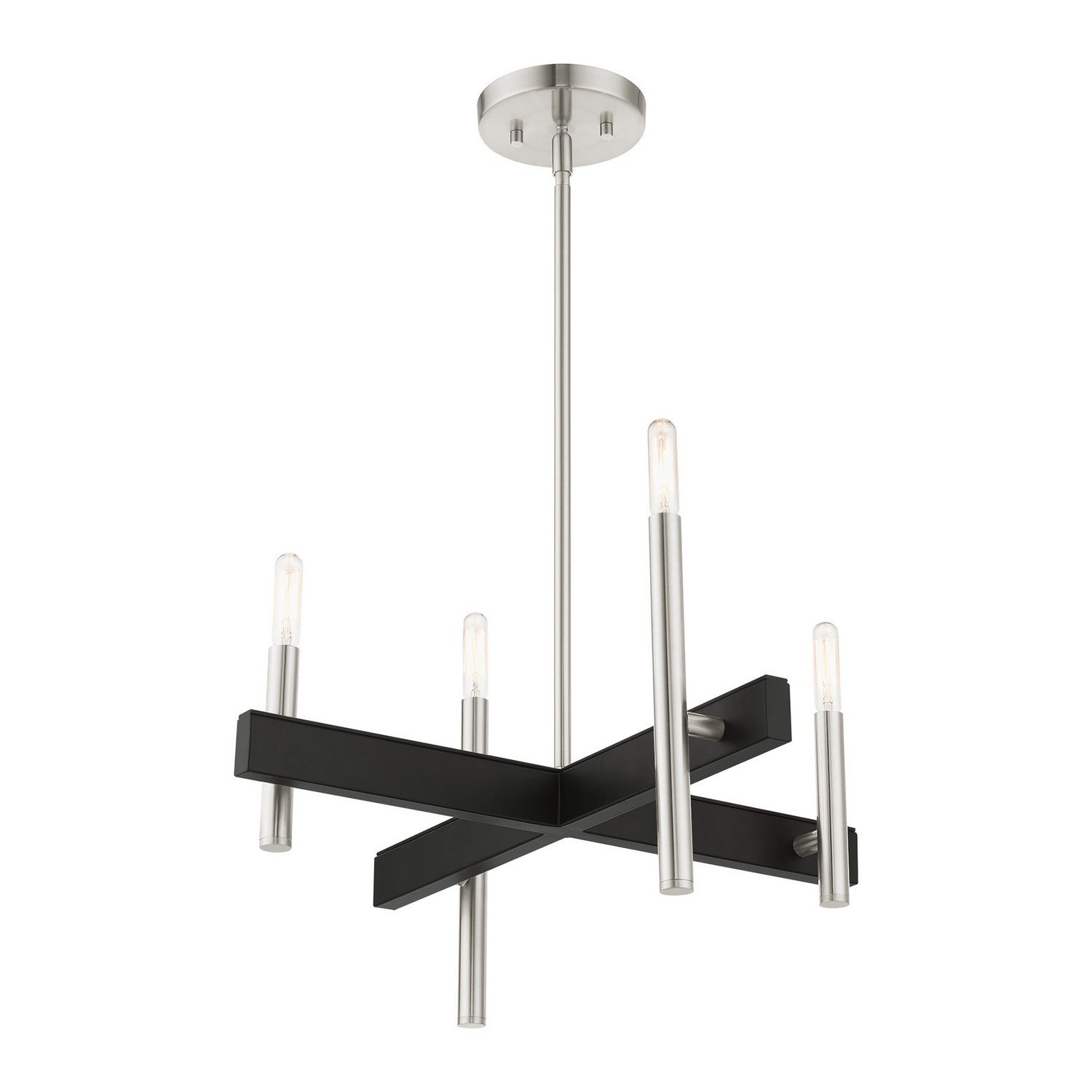 Livex Lighting - 49344-91 - Four Light Chandelier - Denmark - Brushed Nickel w/ Blacks