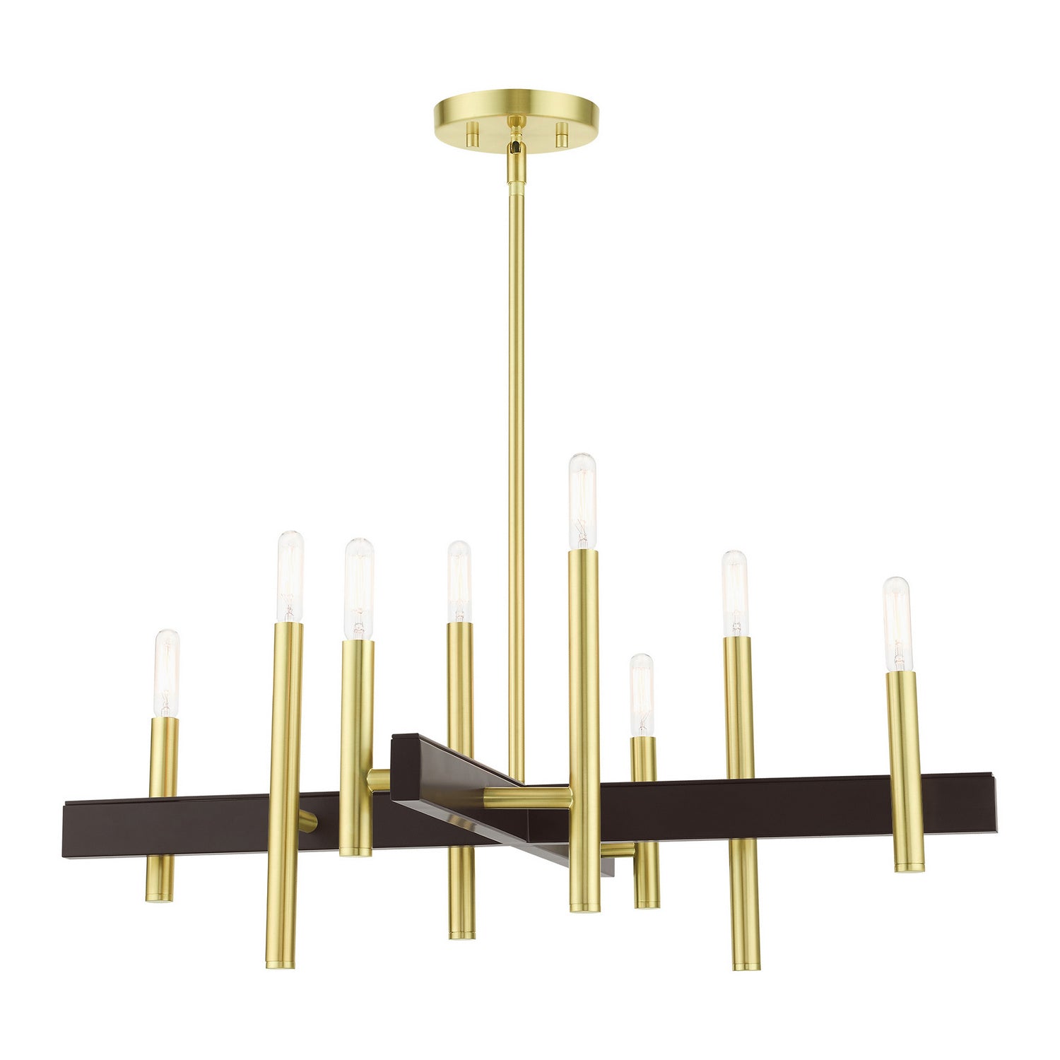 Livex Lighting - 49348-12 - Eight Light Chandelier - Denmark - Satin Brass w/ Bronzes