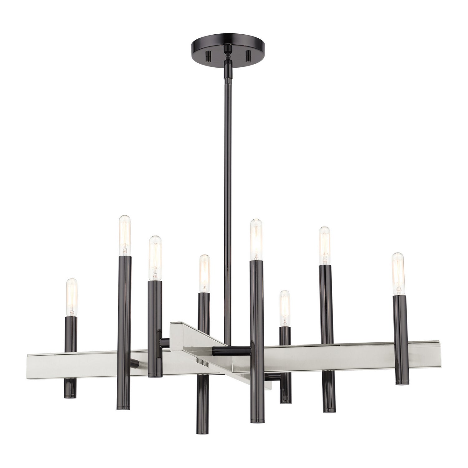 Livex Lighting - 49348-46 - Eight Light Chandelier - Denmark - Black Chrome w/ Brushed Nickels
