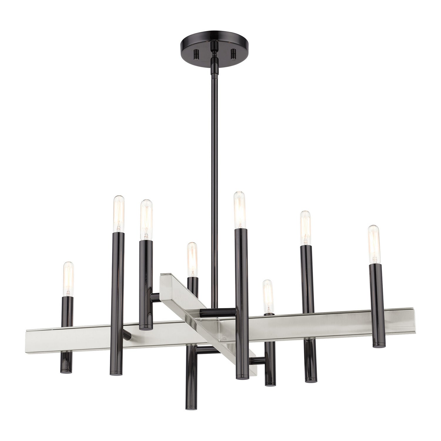 Livex Lighting - 49348-46 - Eight Light Chandelier - Denmark - Black Chrome w/ Brushed Nickels