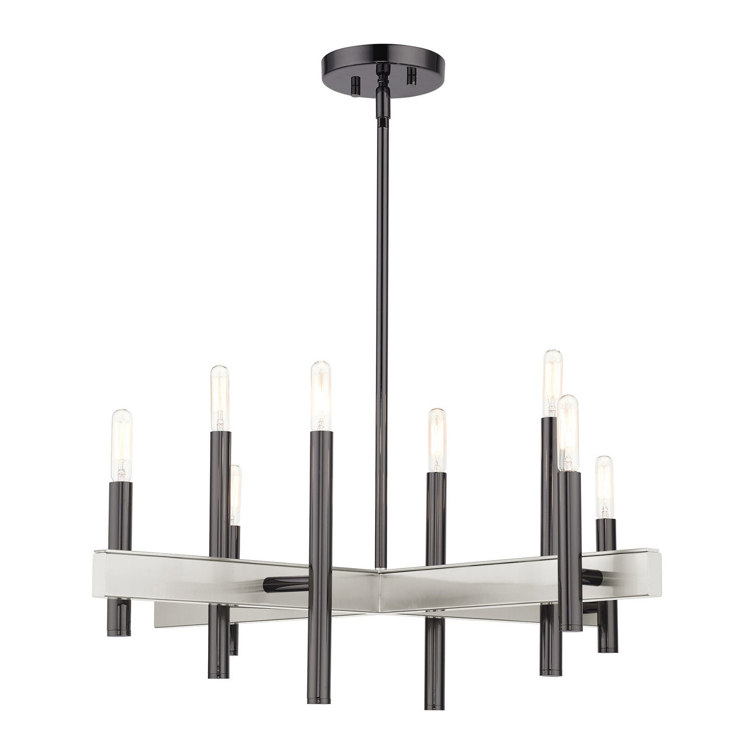 Livex Lighting - 49348-46 - Eight Light Chandelier - Denmark - Black Chrome w/ Brushed Nickels