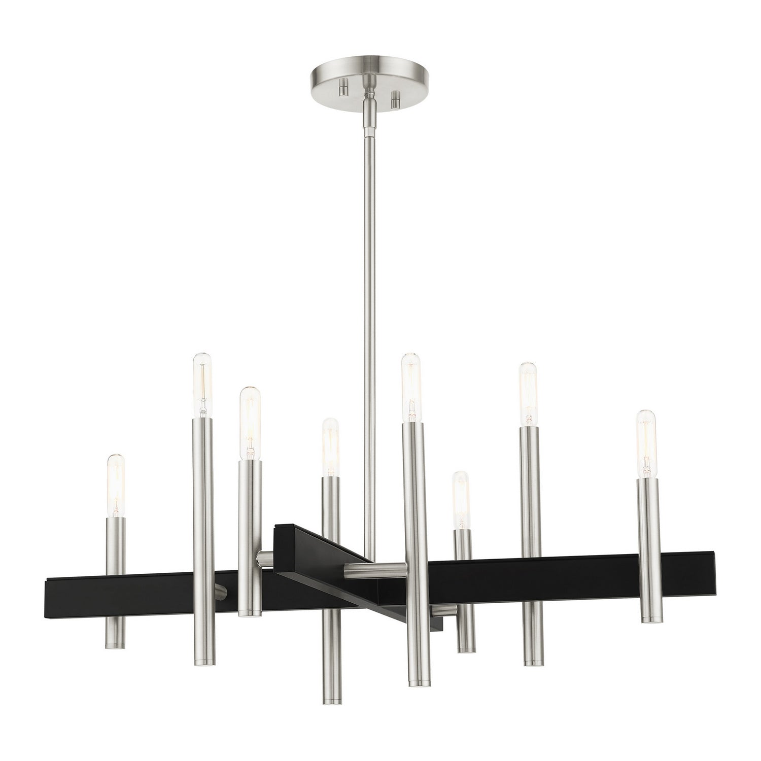 Livex Lighting - 49348-91 - Eight Light Chandelier - Denmark - Brushed Nickel w/ Blacks