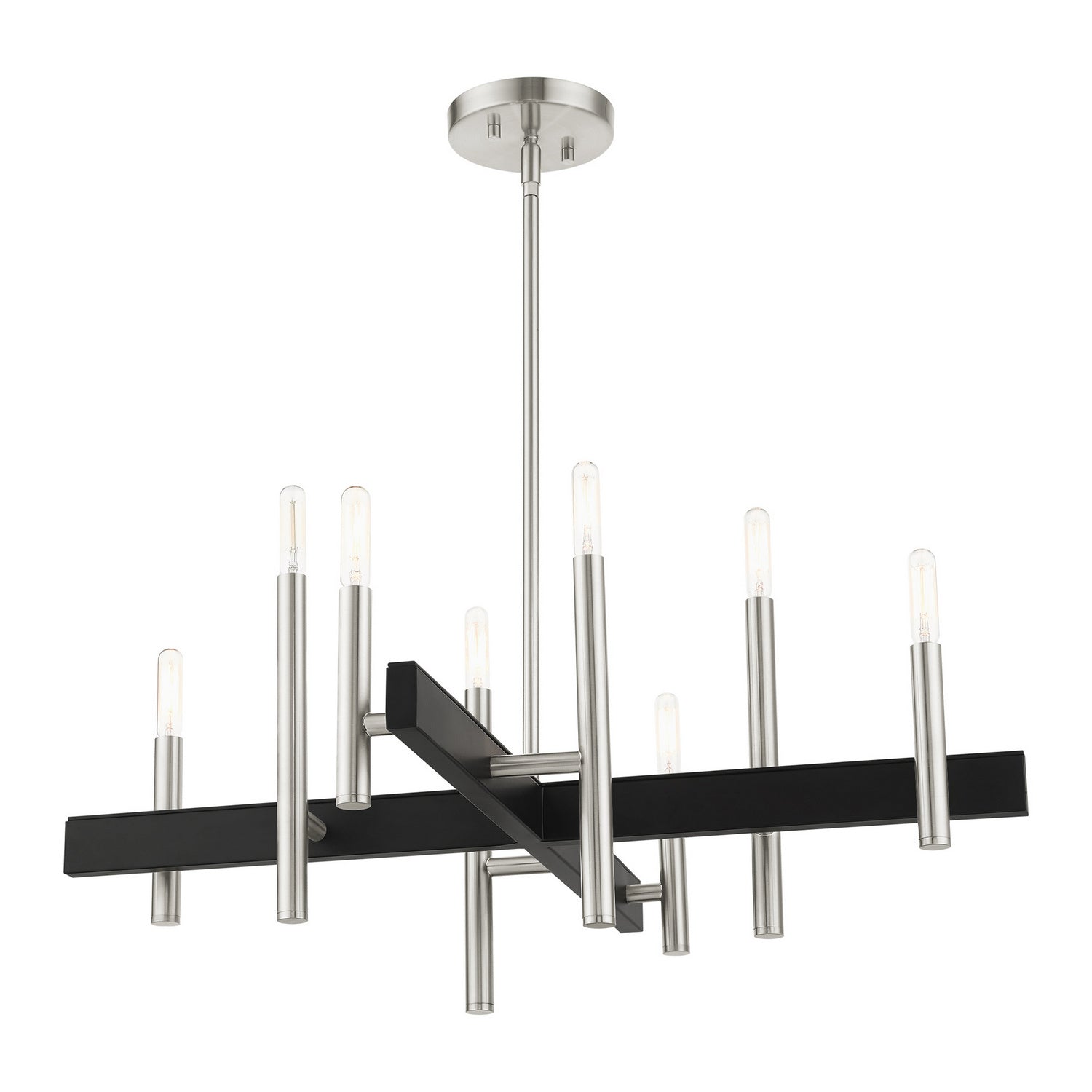 Livex Lighting - 49348-91 - Eight Light Chandelier - Denmark - Brushed Nickel w/ Blacks