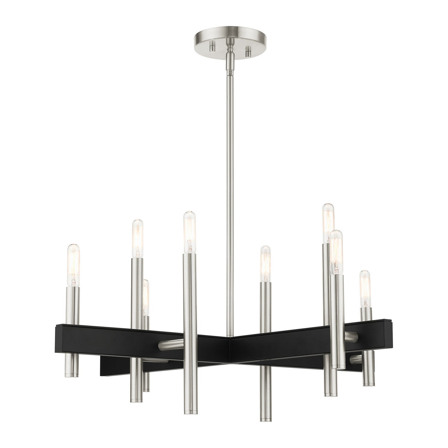 Livex Lighting - 49348-91 - Eight Light Chandelier - Denmark - Brushed Nickel w/ Blacks
