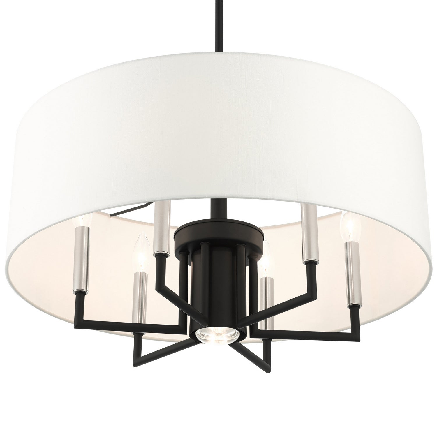 Livex Lighting - 49376-04 - Seven Light Chandelier - Meridian - Black w/ Brushed Nickels