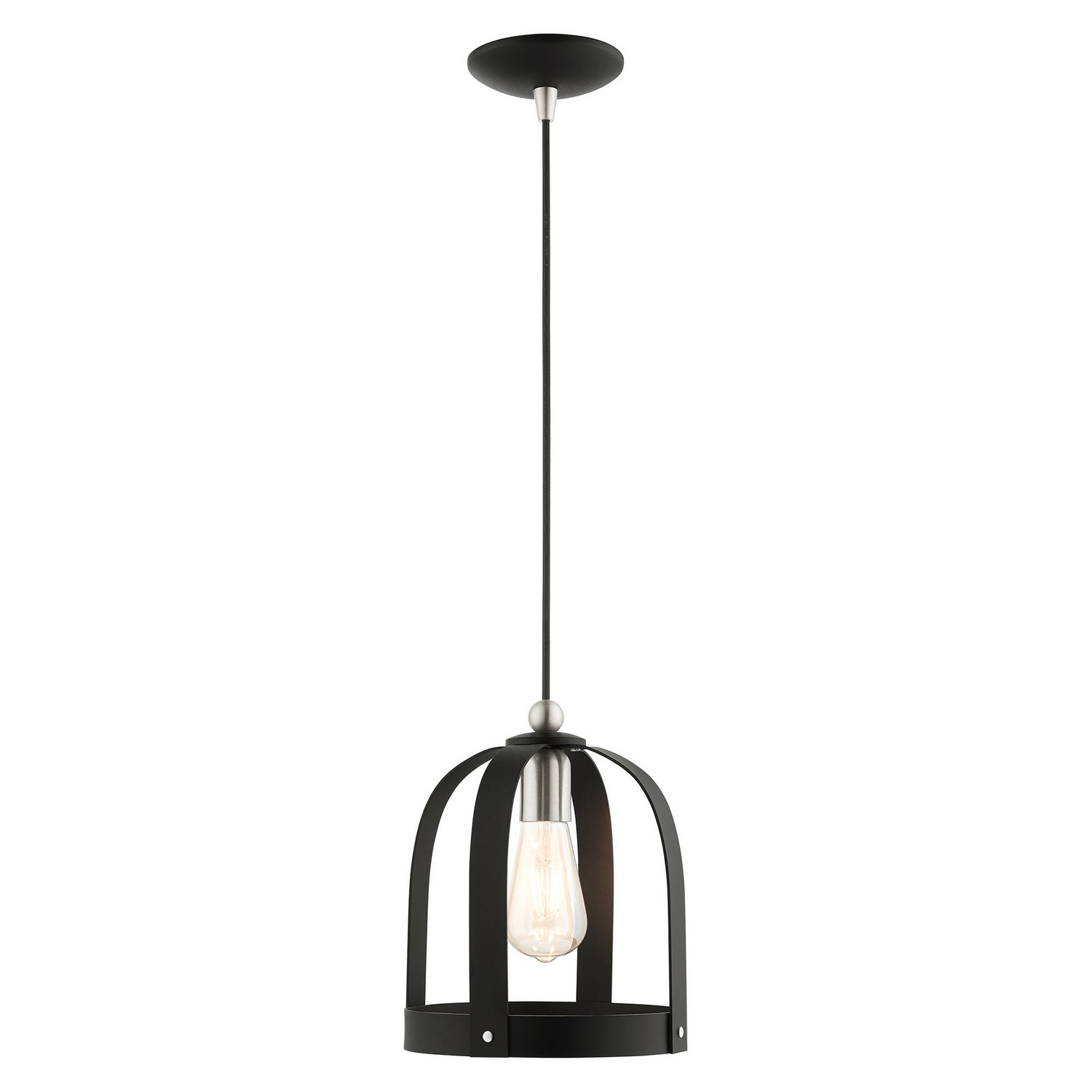 Livex Lighting - 49642-14 - One Light Mini Pendant - Stoneridge - Textured Black w/ Brushed Nickels