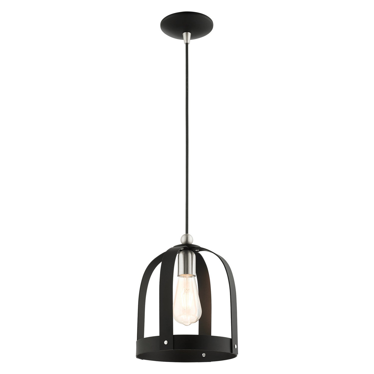 Livex Lighting - 49642-14 - One Light Mini Pendant - Stoneridge - Textured Black w/ Brushed Nickels