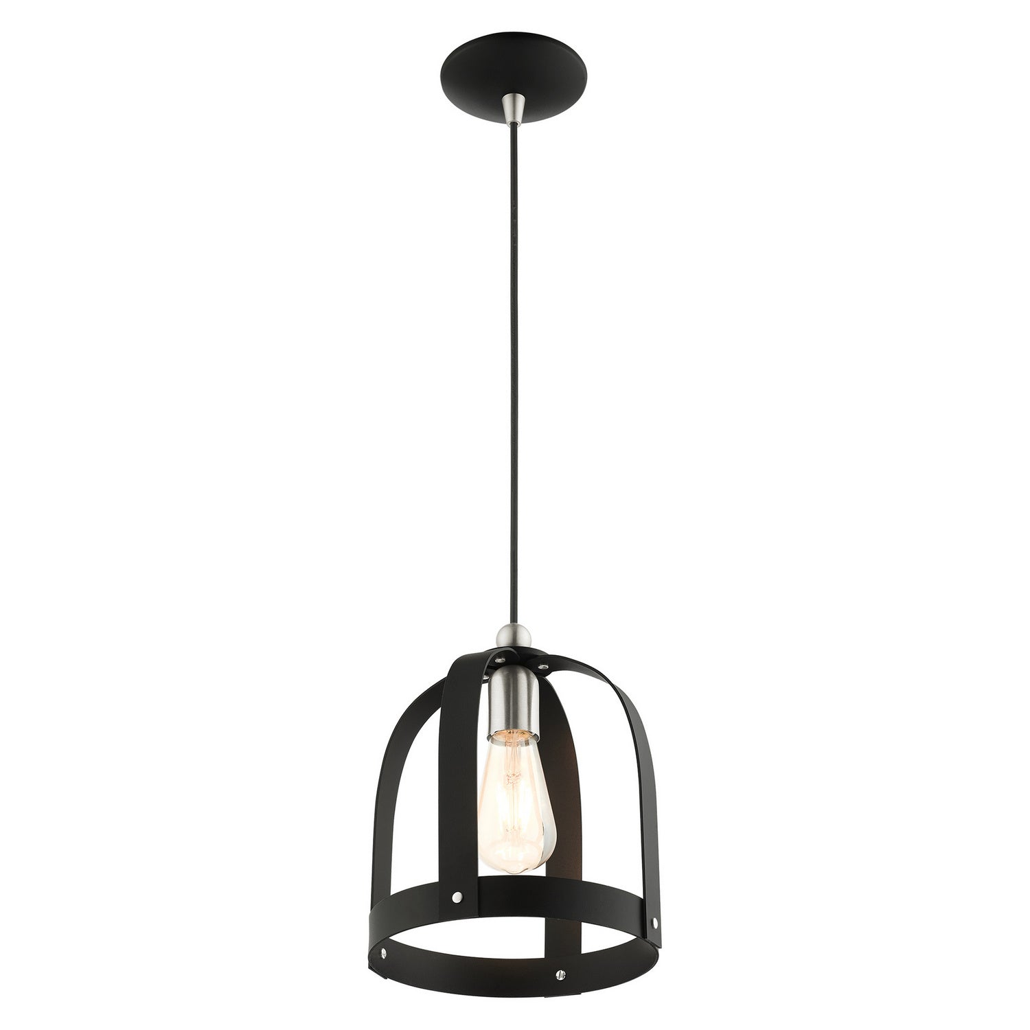 Livex Lighting - 49642-14 - One Light Mini Pendant - Stoneridge - Textured Black w/ Brushed Nickels