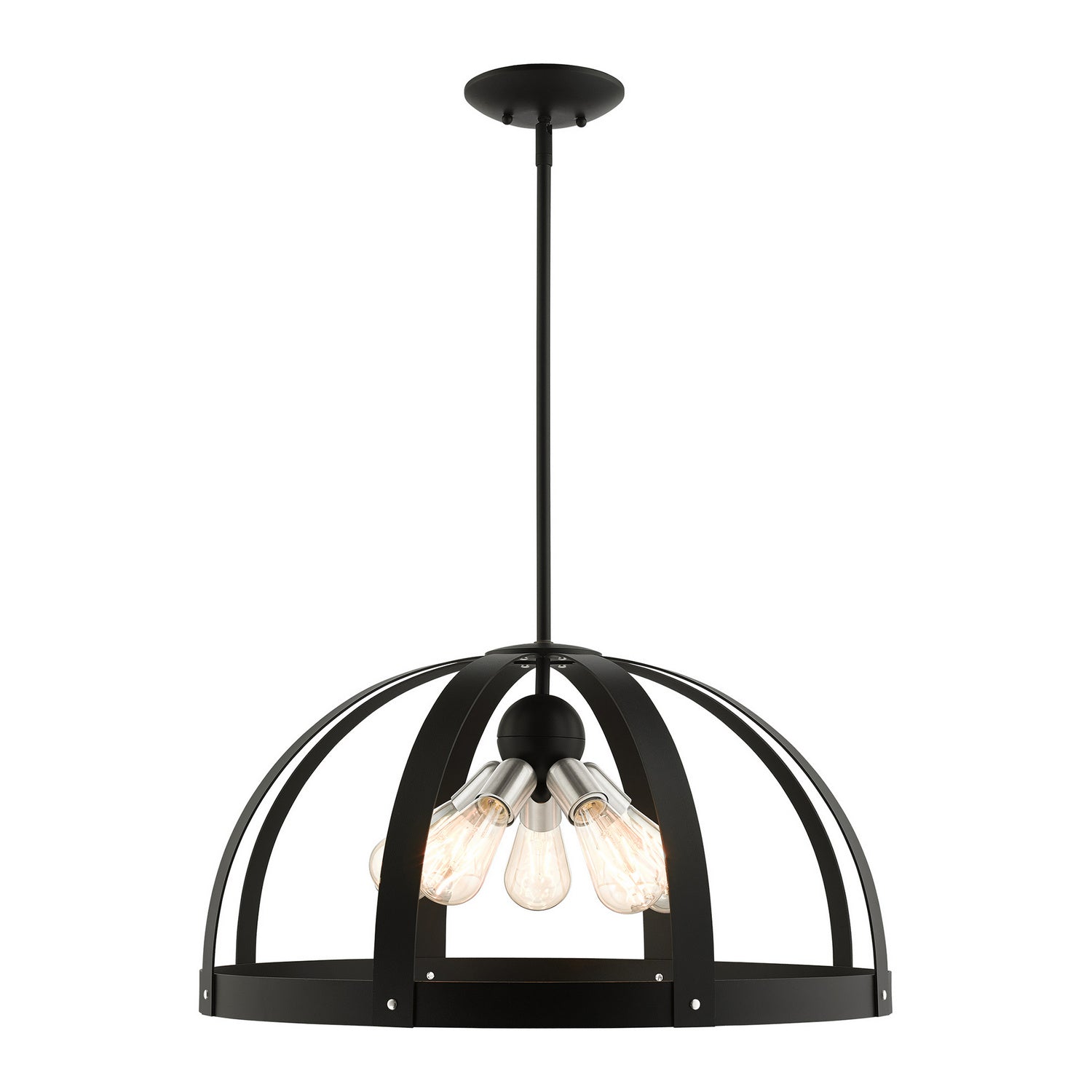 Livex Lighting - 49645-14 - Five Light Chandelier - Stoneridge - Textured Black w/ Brushed Nickels