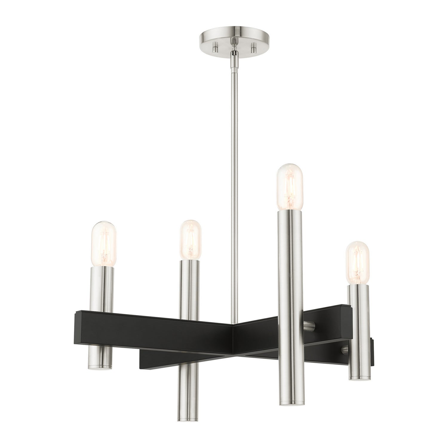 Livex Lighting - 49994-91 - Four Light Chandelier - Helsinki - Brushed Nickel w/ Blacks