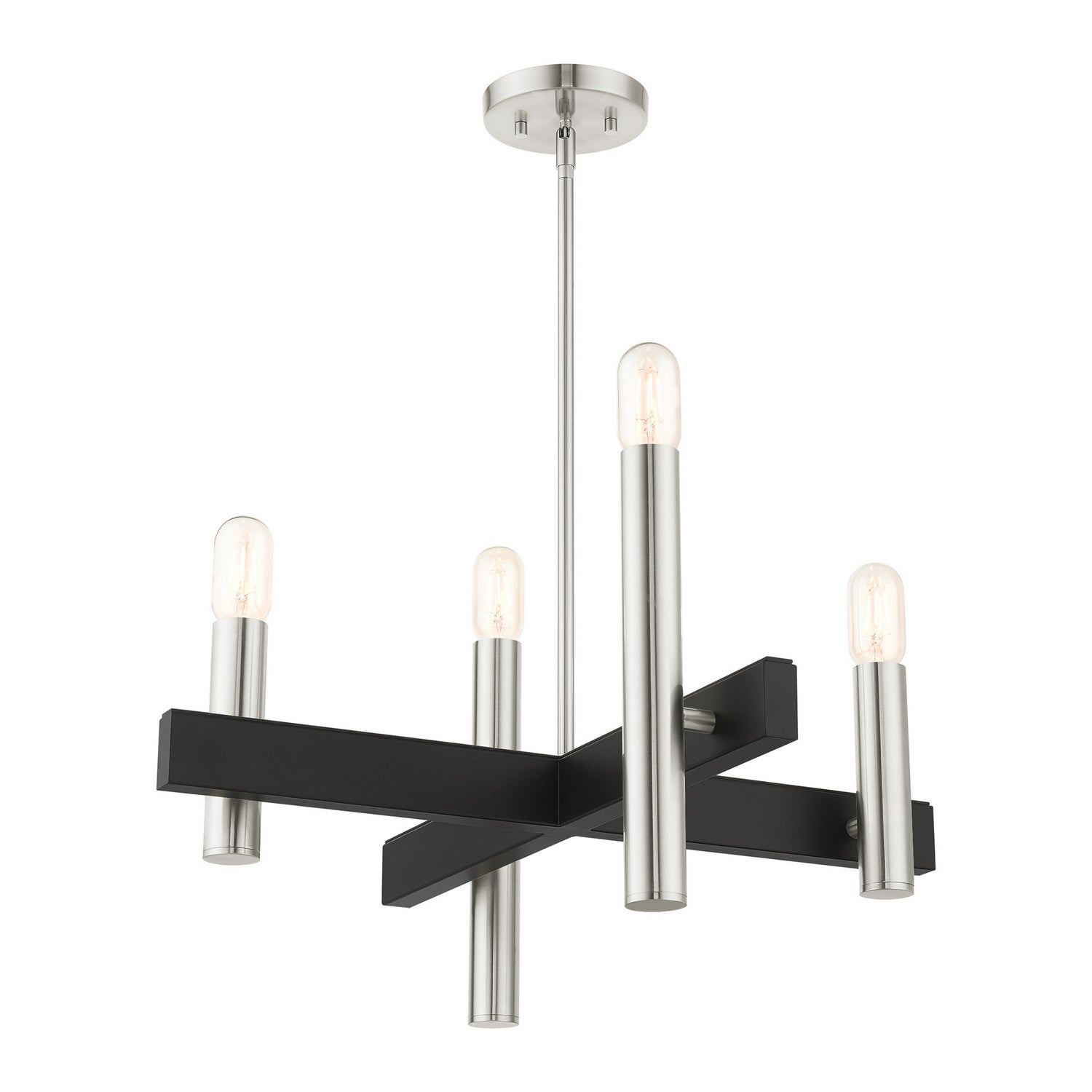 Livex Lighting - 49994-91 - Four Light Chandelier - Helsinki - Brushed Nickel w/ Blacks