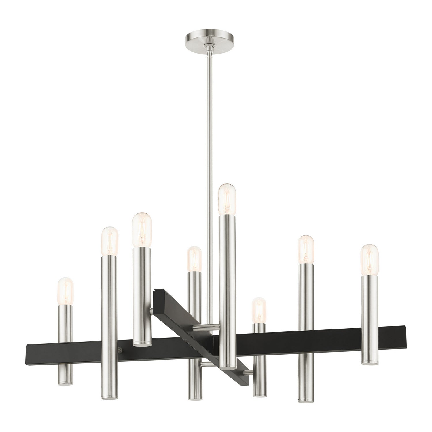Livex Lighting - 49998-91 - Eight Light Chandelier - Helsinki - Brushed Nickel w/ Blacks