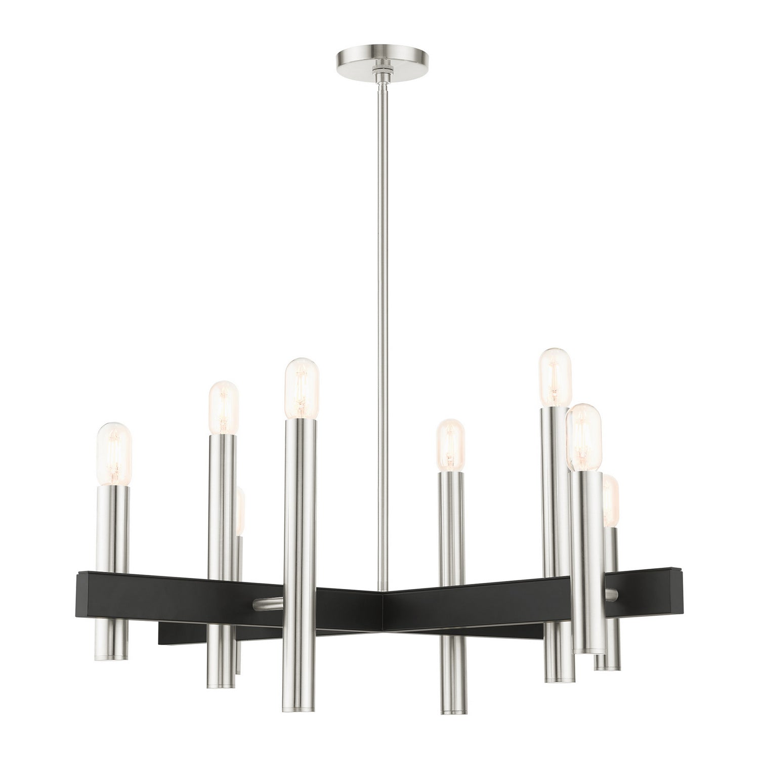 Livex Lighting - 49998-91 - Eight Light Chandelier - Helsinki - Brushed Nickel w/ Blacks