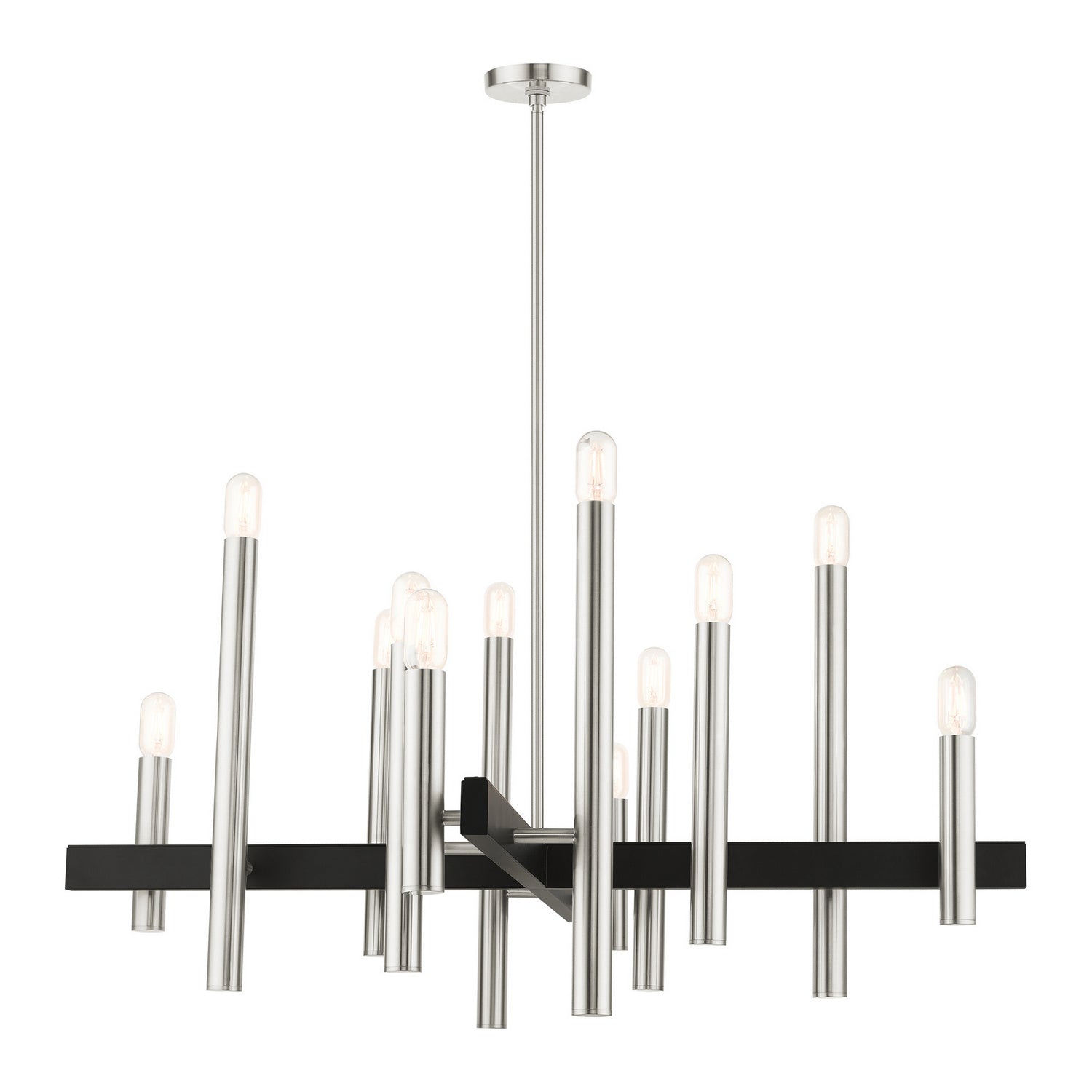 Livex Lighting - 49999-91 - 12 Light Chandelier - Helsinki - Brushed Nickel w/ Blacks