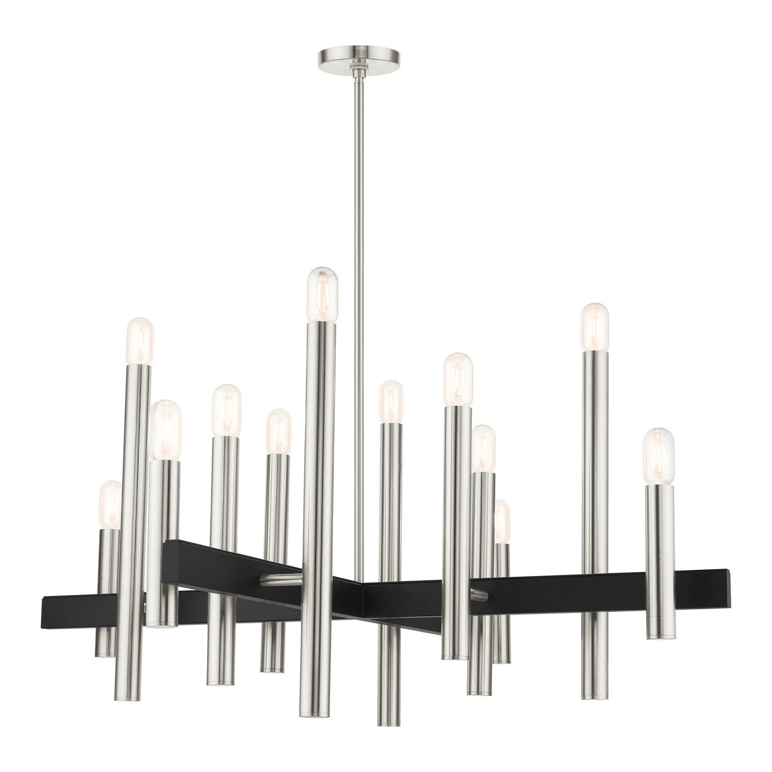 Livex Lighting - 49999-91 - 12 Light Chandelier - Helsinki - Brushed Nickel w/ Blacks